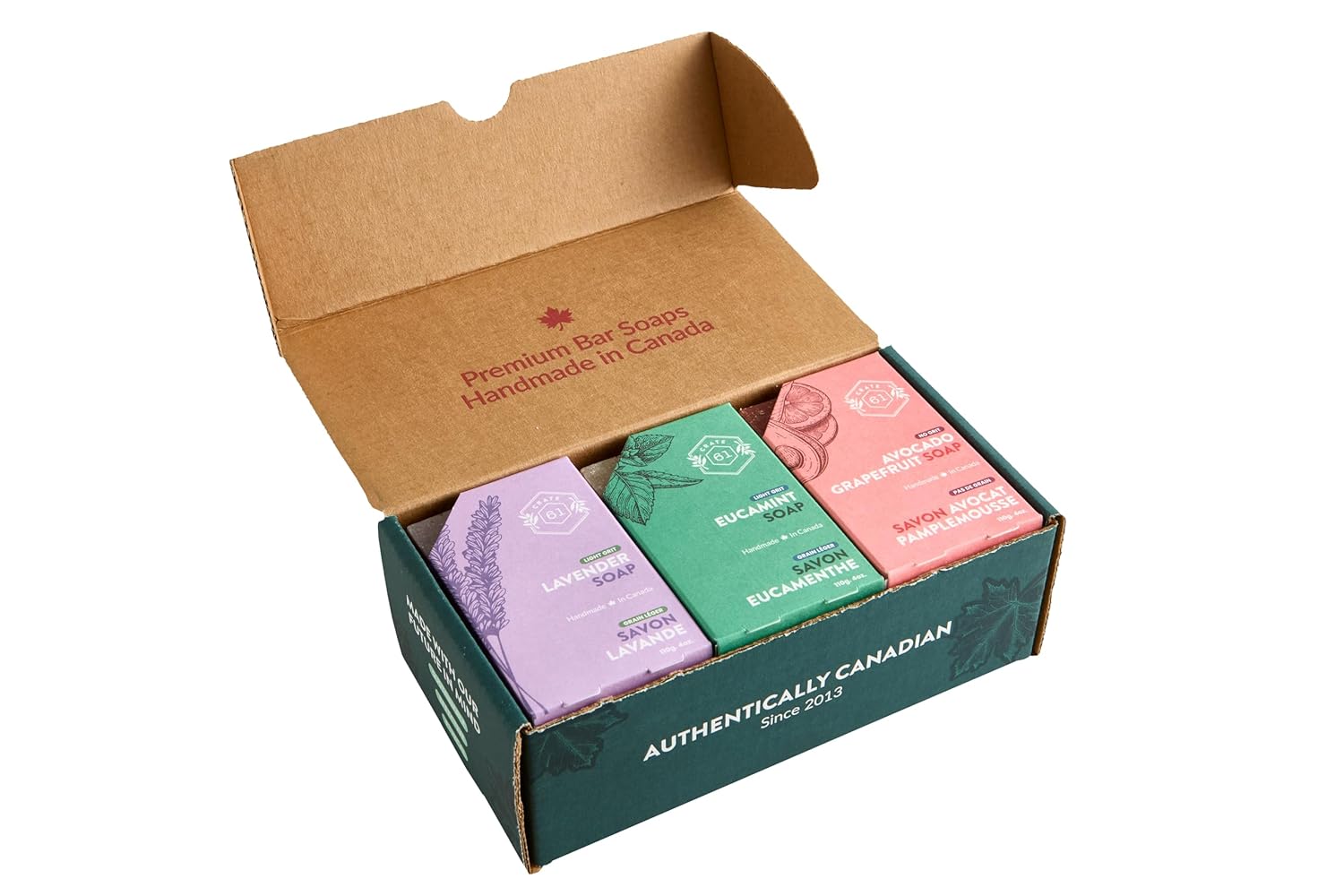 Handmade in Canada, Plant Based Cold Process Natural Bar Soap, With Premium Essential Oils, Dry Skin, Pack of 6 (Most Popular)