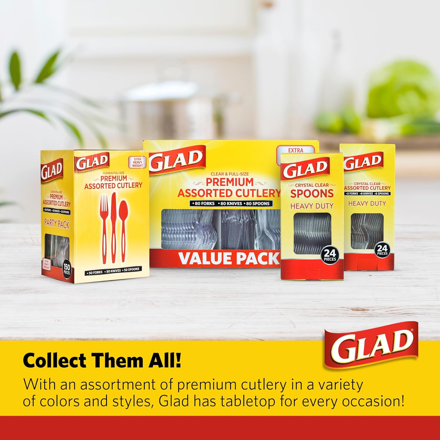 Glad, 240 Count (Pack of 1), Clear Assorted Cutlery