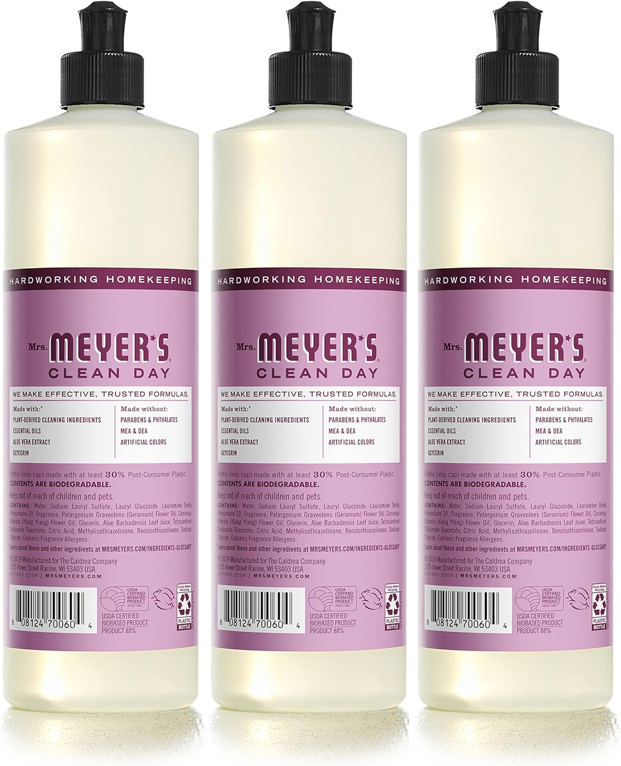 MRS. MEYER'S CLEAN DAY Liquid Dish Soap Refill, Biodegradable Formula, Honeysuckle, 48 fl. oz