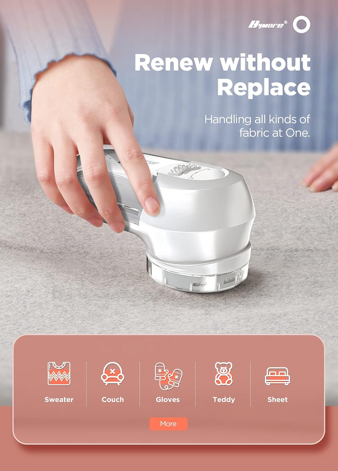 Bymore Fabric Shaver, Lint Remover, Lint Shaver Defuzzer Sweater Shaver for Clothes and Furniture AC Adapter or Battery Operated Pill Fuzz Remover