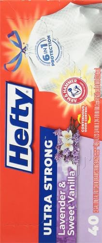 Hefty Ultra Strong Tall Kitchen Trash Bags, Lavender & Sweet Vanilla Scent, 13 Gallon, 80 Count