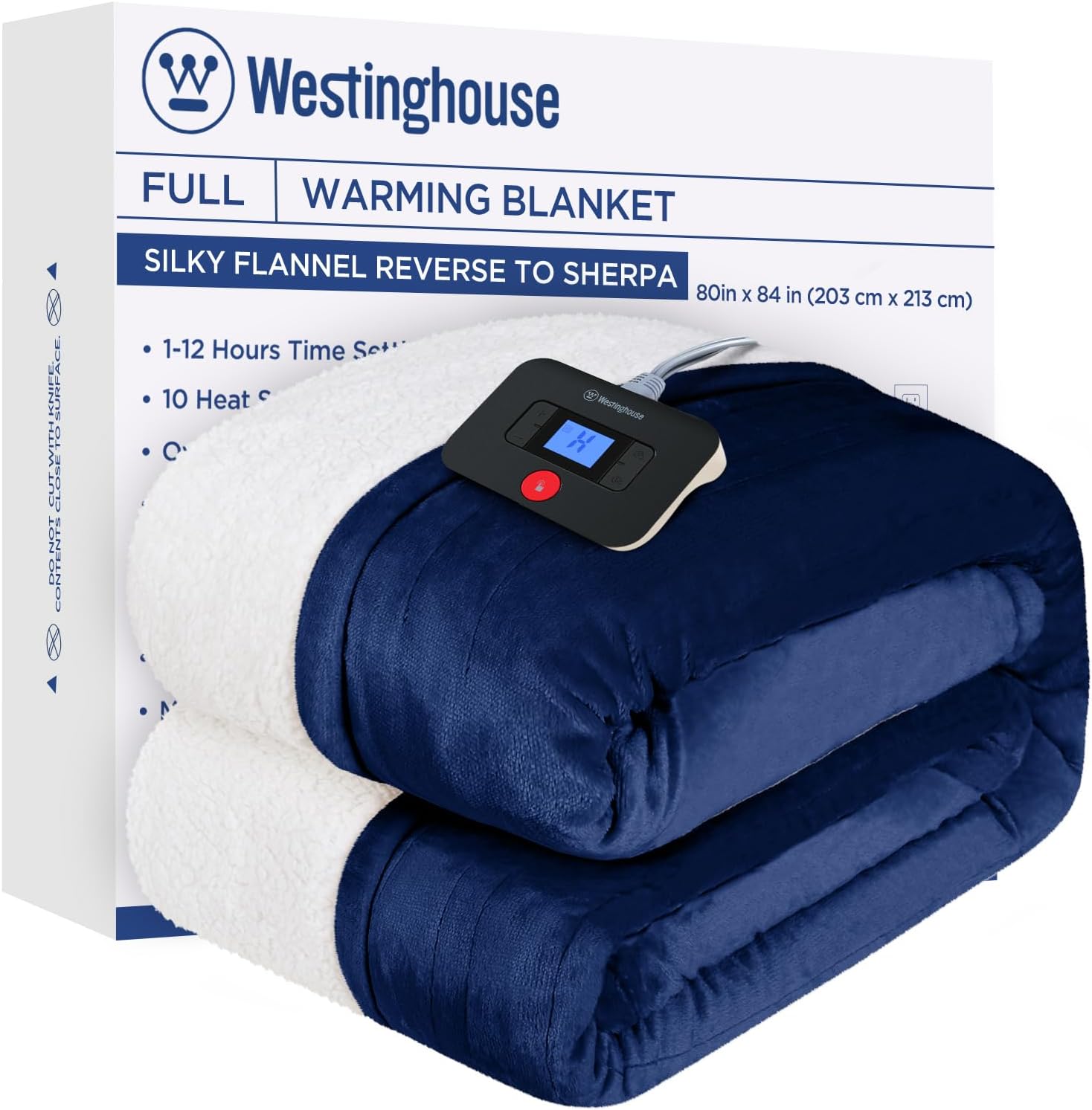 Westinghouse Heated Throw Blanket, Electric Blanket Throw with 6 Heating Levels and 2-10 Hours Time Settings, Flannel to Sherpa Super Cozy Heated Blanket Machine Washable, 50x60 inch, Charcoal