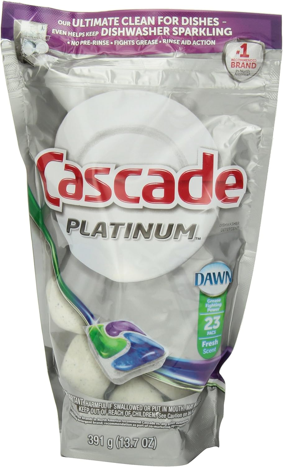 Cascade Platinum Dishwasher Pods, Detergent, Soap Pods, Actionpacs with Dishwasher Cleaner and Deodorizer Action, Fresh, 62 Count