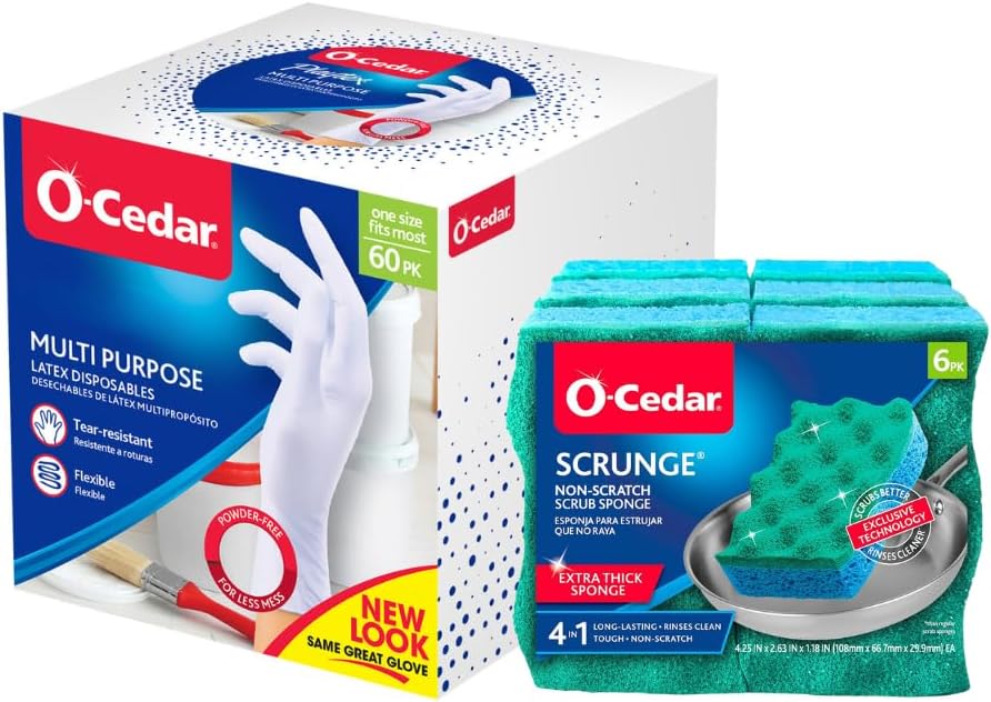 O-Cedar Scrunge Multi-Use (Pack of 6) Non-Scratch, Odor-Resistant All-Purpose Scrubbing Sponge Safely Cleans All Hard Surfaces in Kitchen and Bathroom, 6 Count (Pack of 1), Blue