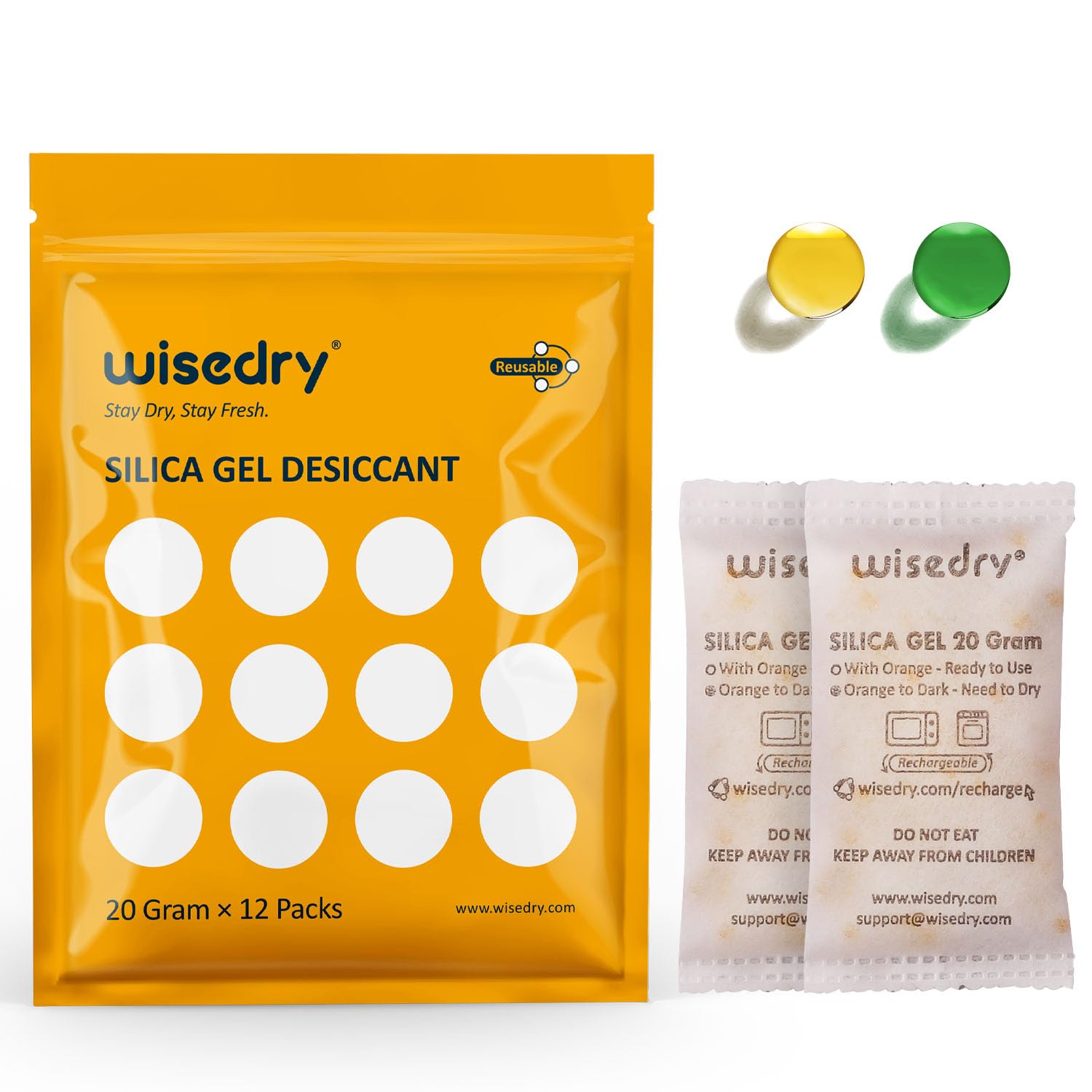 wisedry 2 x 500 Gram [2.2 lbs] Rechargeable Silica Gel Car Dehumidifier, Microwave Fast Reactivated Desiccant Packets Large for Gun Safe Closet Basement Garage Storage Moisture Absorbers Bag Reusable
