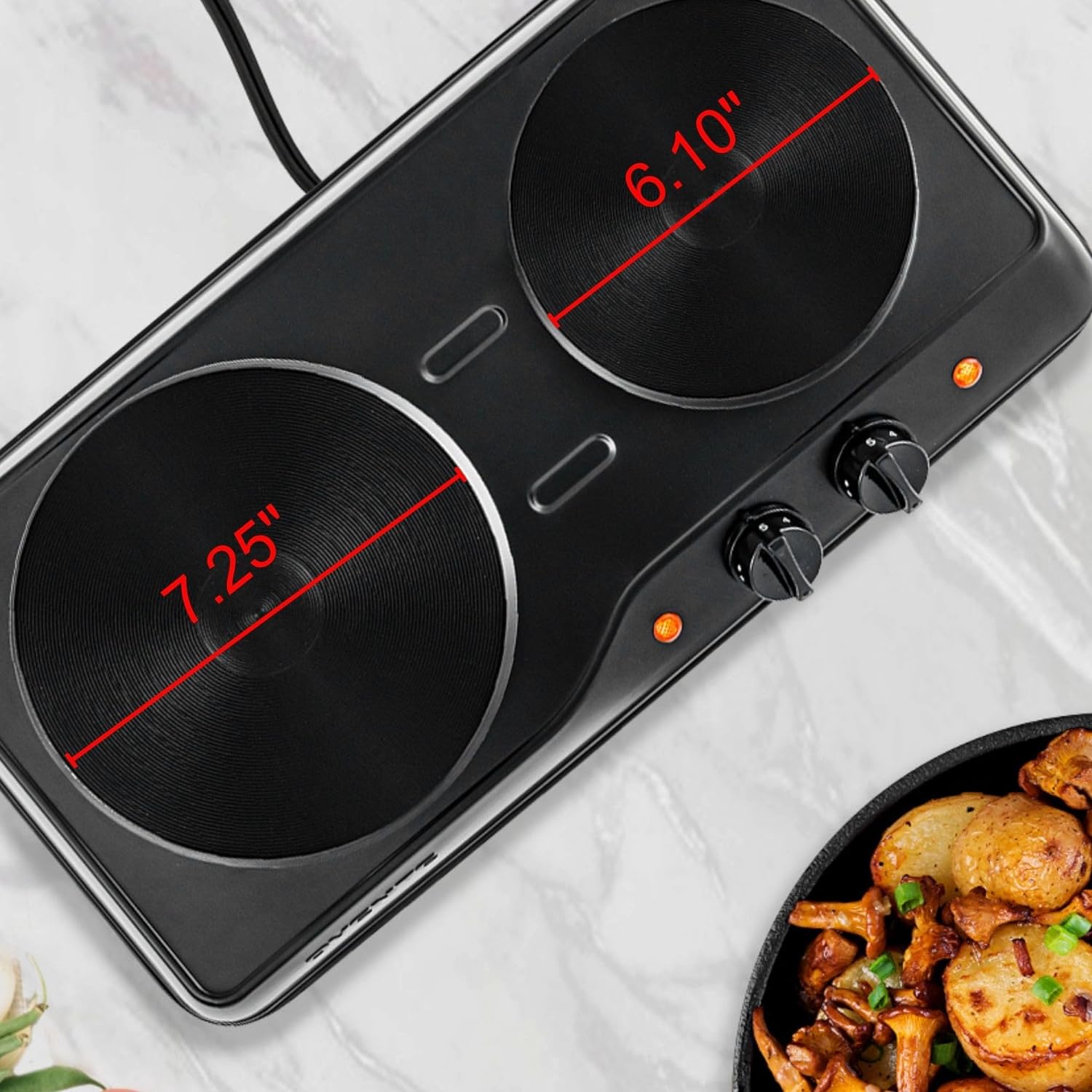 OVENTE Electric Countertop Double Burner, 1700W Cooktop with 7.25