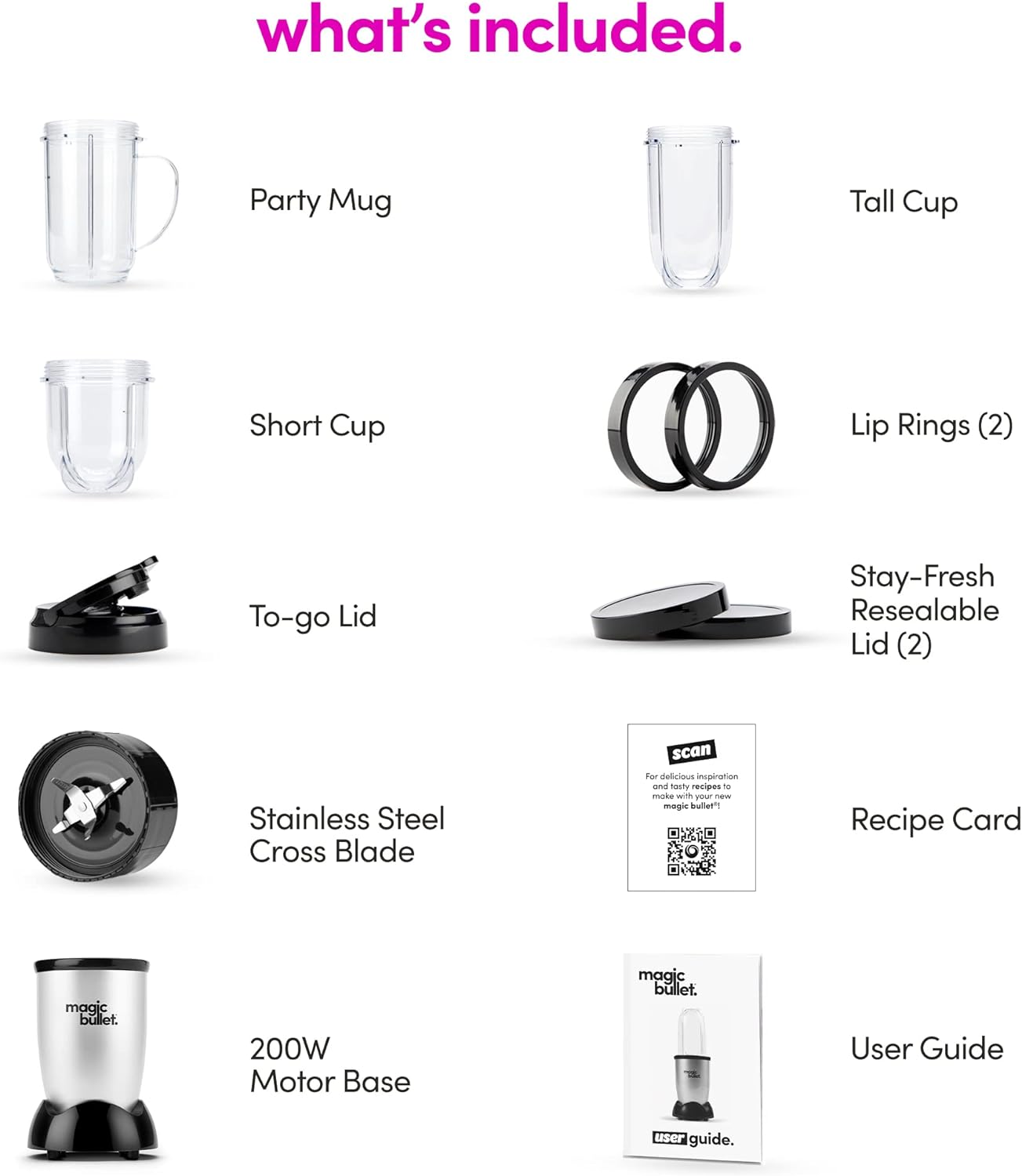 Magic Bullet Blender, Small, Silver, 11 Piece Set