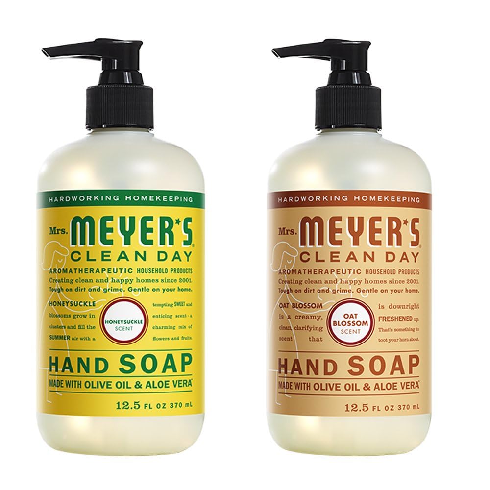 MRS. MEYER'S CLEAN DAY Hand Soap, Made with Essential Oils, Biodegradable Formula, Honeysuckle, 12.5 fl. oz - Pack of 3
