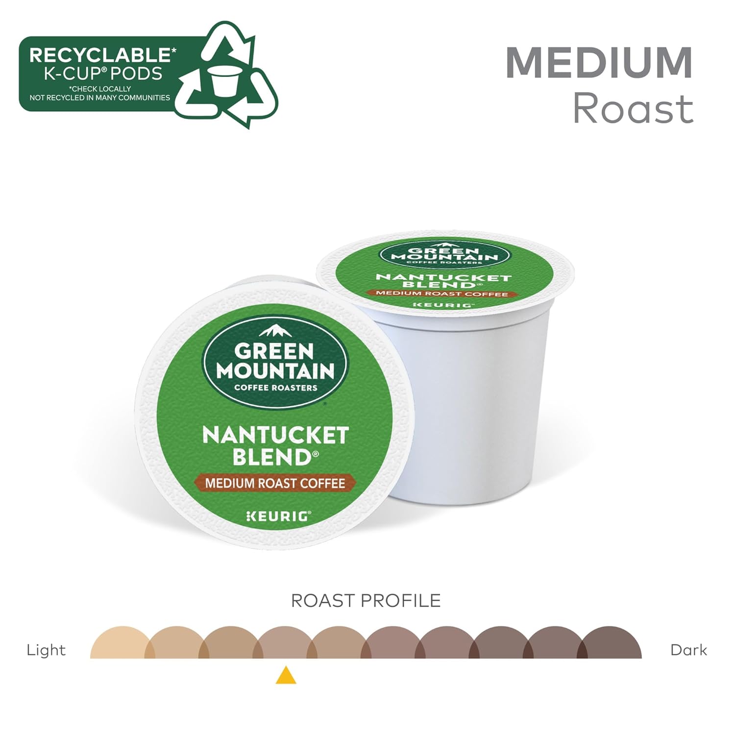 Green Mountain Coffee Roasters Half Caff Keurig Single-Serve K-Cup pods, Medium Roast Coffee, 72 Count (6 Packs of 12)