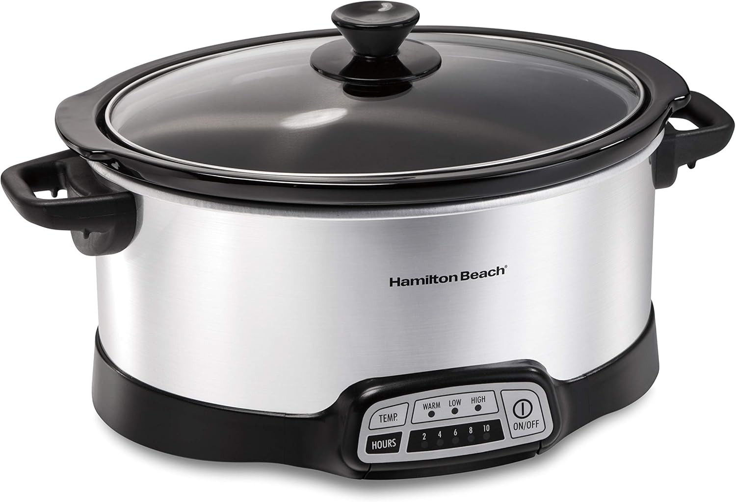 Hamilton Beach Programmable Slow Cooker with Flexible Easy Programming, 5 Cooking Times, Dishwasher-Safe Crock, Lid, 4 Quart, Silver