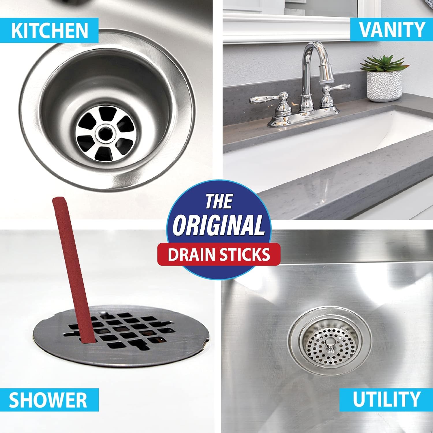 SANI 360° Sani Sticks Drain Cleaner and Deodorizer, Enzyme Pipe Cleaners, Eliminate Odors, Prevent Clogged Drains, Safe for Sinks, Bathtub Drains, Septic Tanks, 24 Count, Lemon Scent