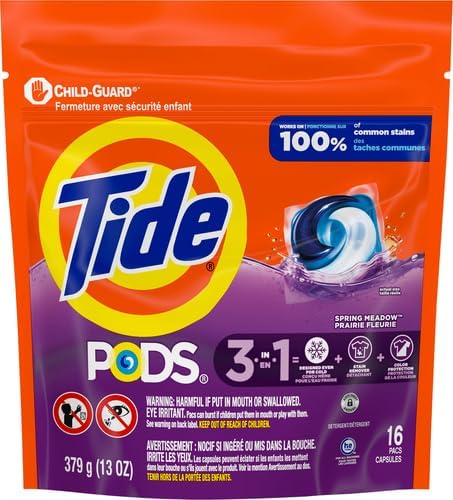 Tide PODS Liquid Laundry Detergent Soap Pacs, Powerful 3-in-1 Clean in One Step, He Compatible, Spring Meadow Scent, 76 Count