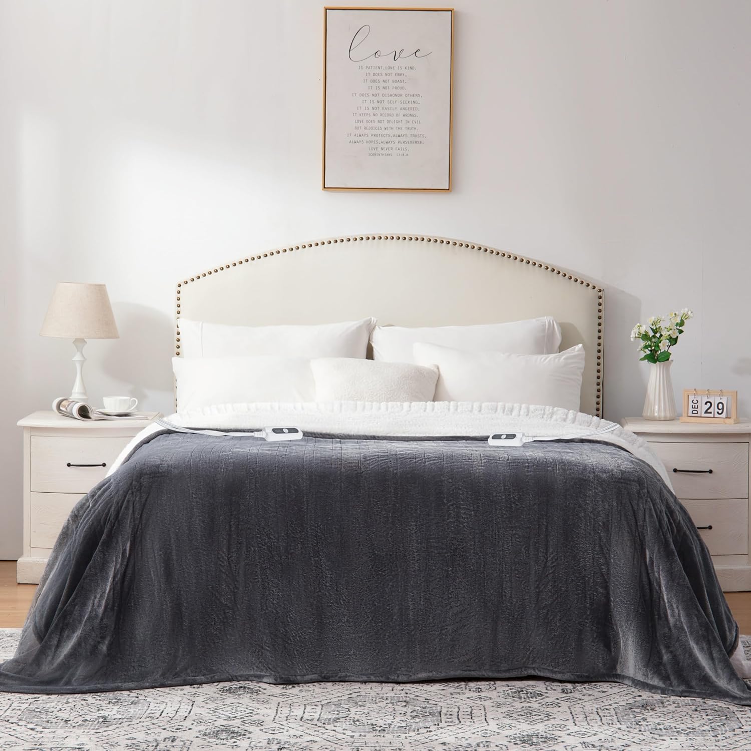 Heated Blanket Throw Size, Soft and Cozy Electric Heating Blanket for Bed, Automatic Safety System 6 Heating Levels & 4 Hours Auto-Off, 50