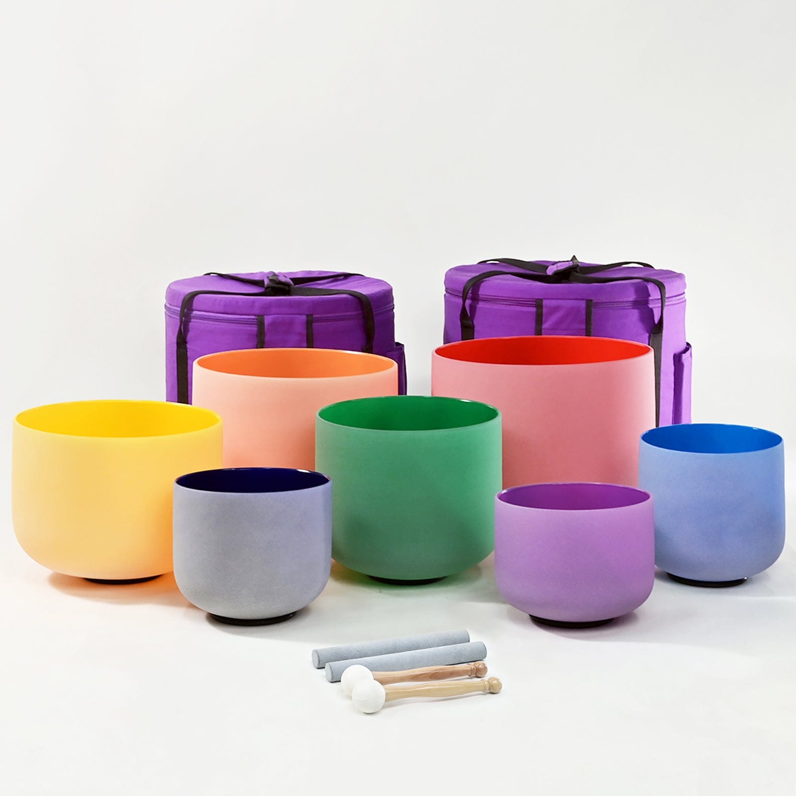 Crystal Singing Bowl Set - 7 Chakra Tuned - Complete Healing - 432 Hz - Largest Size 9” to 16”