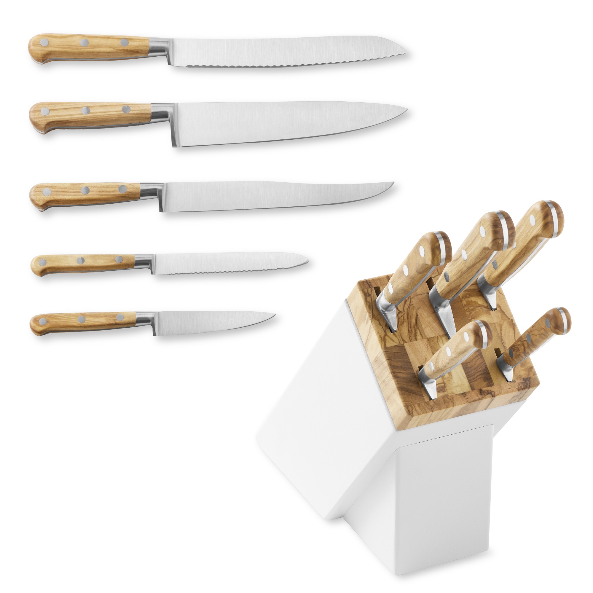 32 Dumas Idéal Olivewood Knife Block, Set of 5