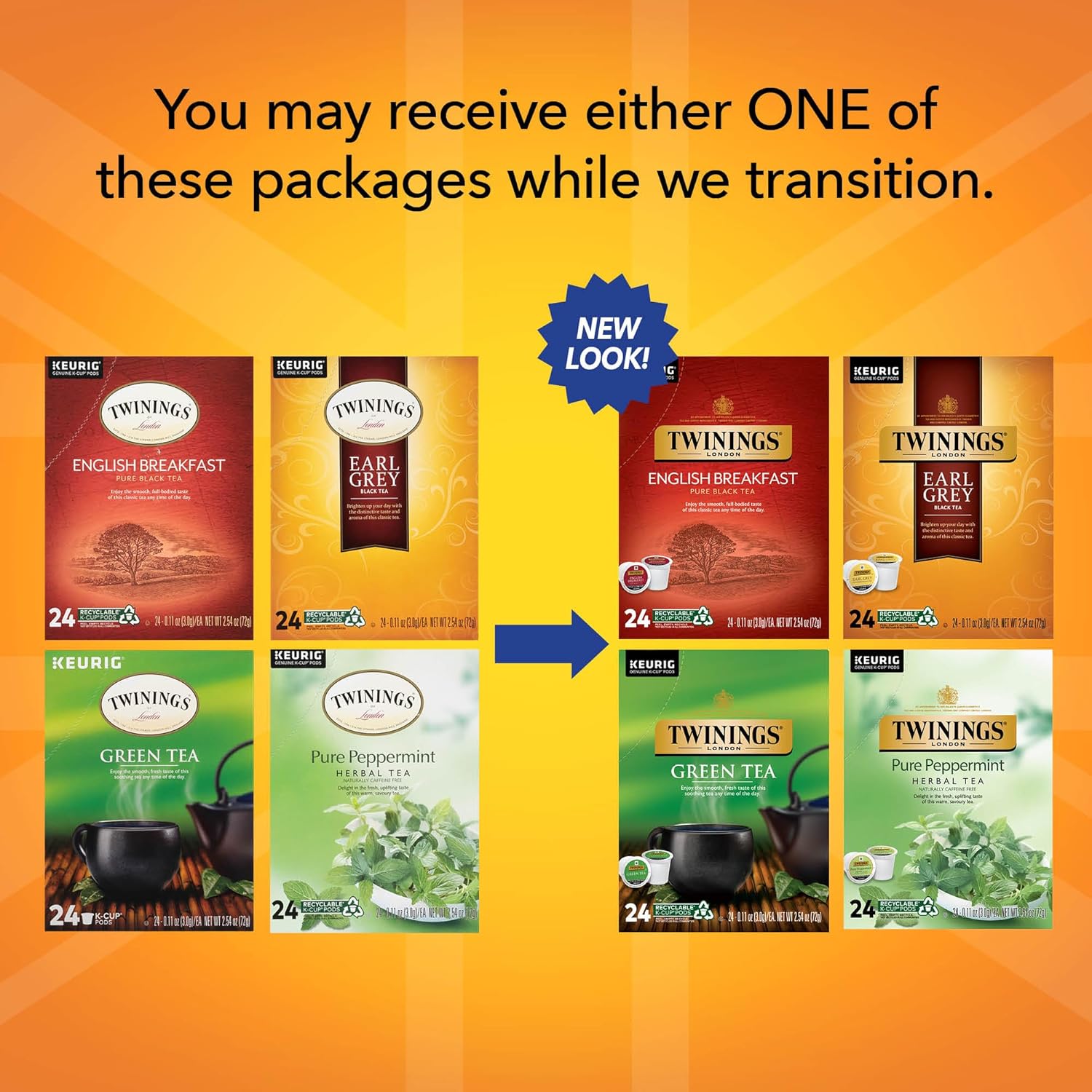 Twinings English Breakfast Black Tea K-Cup Pods for Keurig, 24 Count (Pack of 1), Smooth, Flavourful, Robust, Caffeinated, Enjoy Hot or Iced | Packaging May Vary