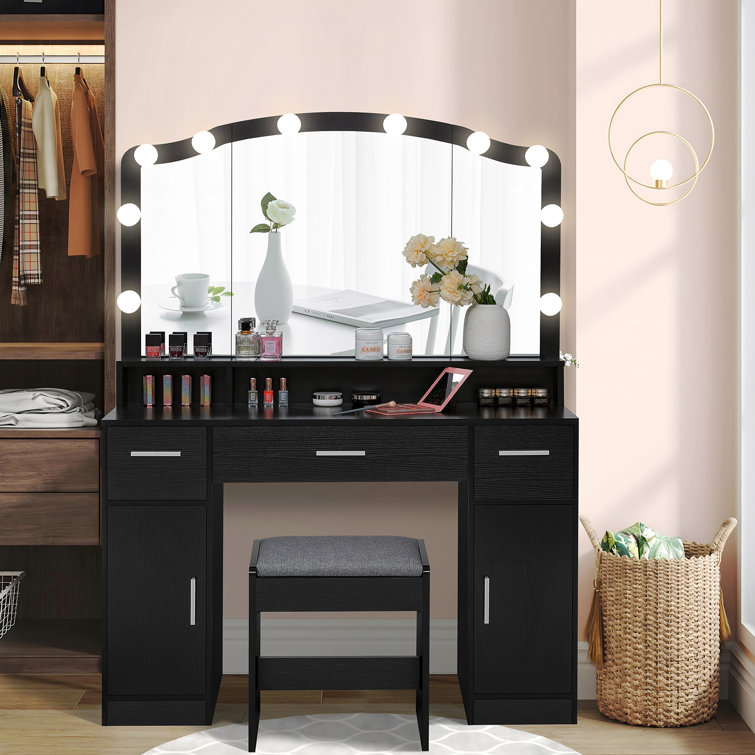 Areena Vanity Set with Stool and Mirror