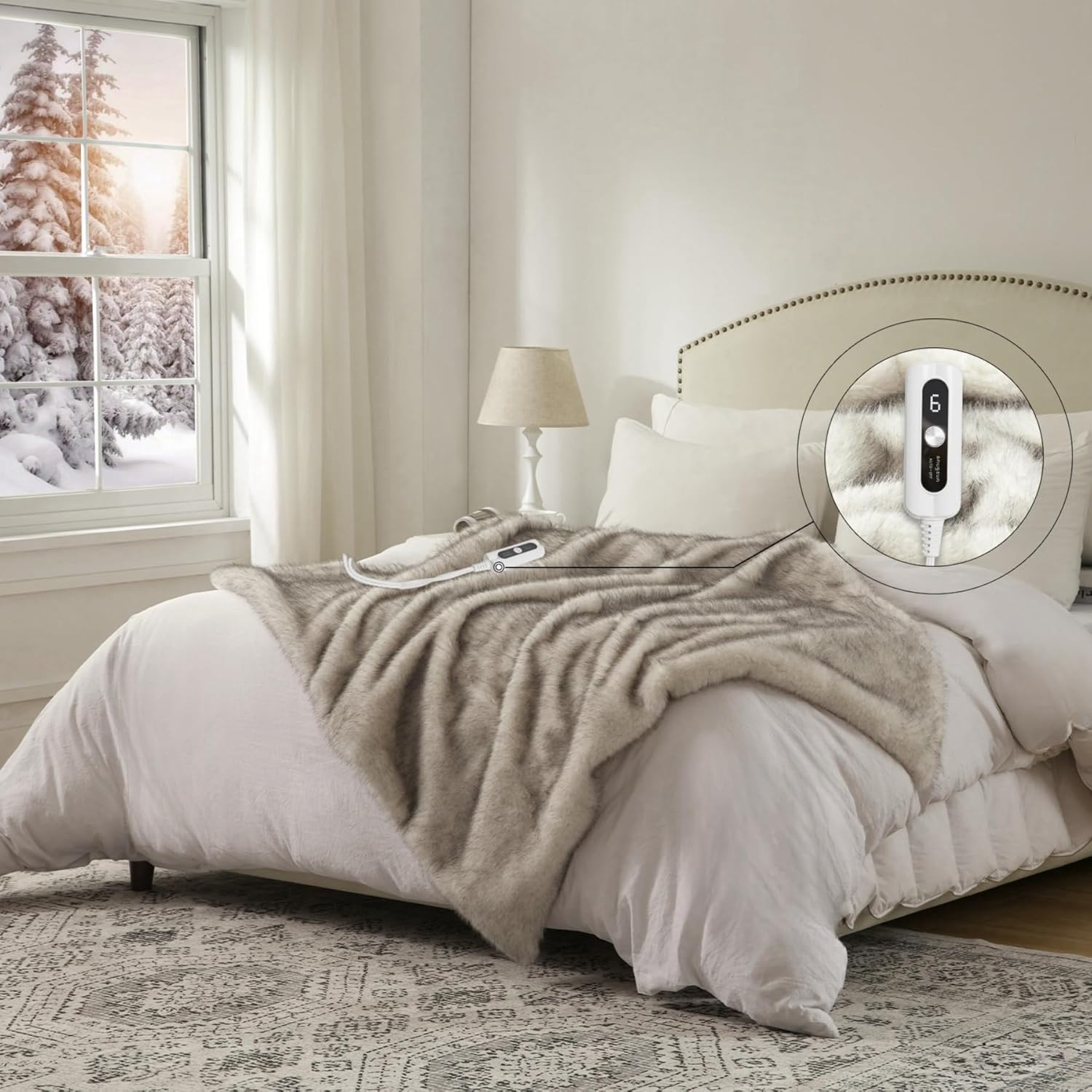 Heated Blanket Throw Size, Soft and Cozy Electric Heating Blanket for Bed, Automatic Safety System 6 Heating Levels & 4 Hours Auto-Off, 50