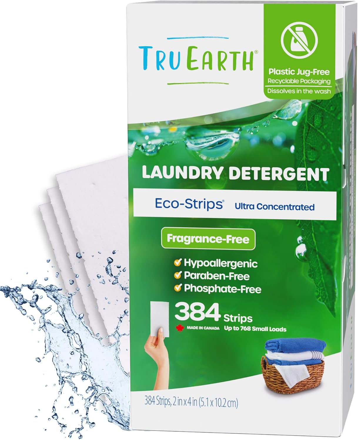 Tru Earth Compact Dry Laundry Detergent Sheets - Up to 64 Loads (32 Sheets) - Paraben-Free - Original Eco-Strip Liquidless Laundry Detergent, Travel Laundry Sheets - Fresh Linen