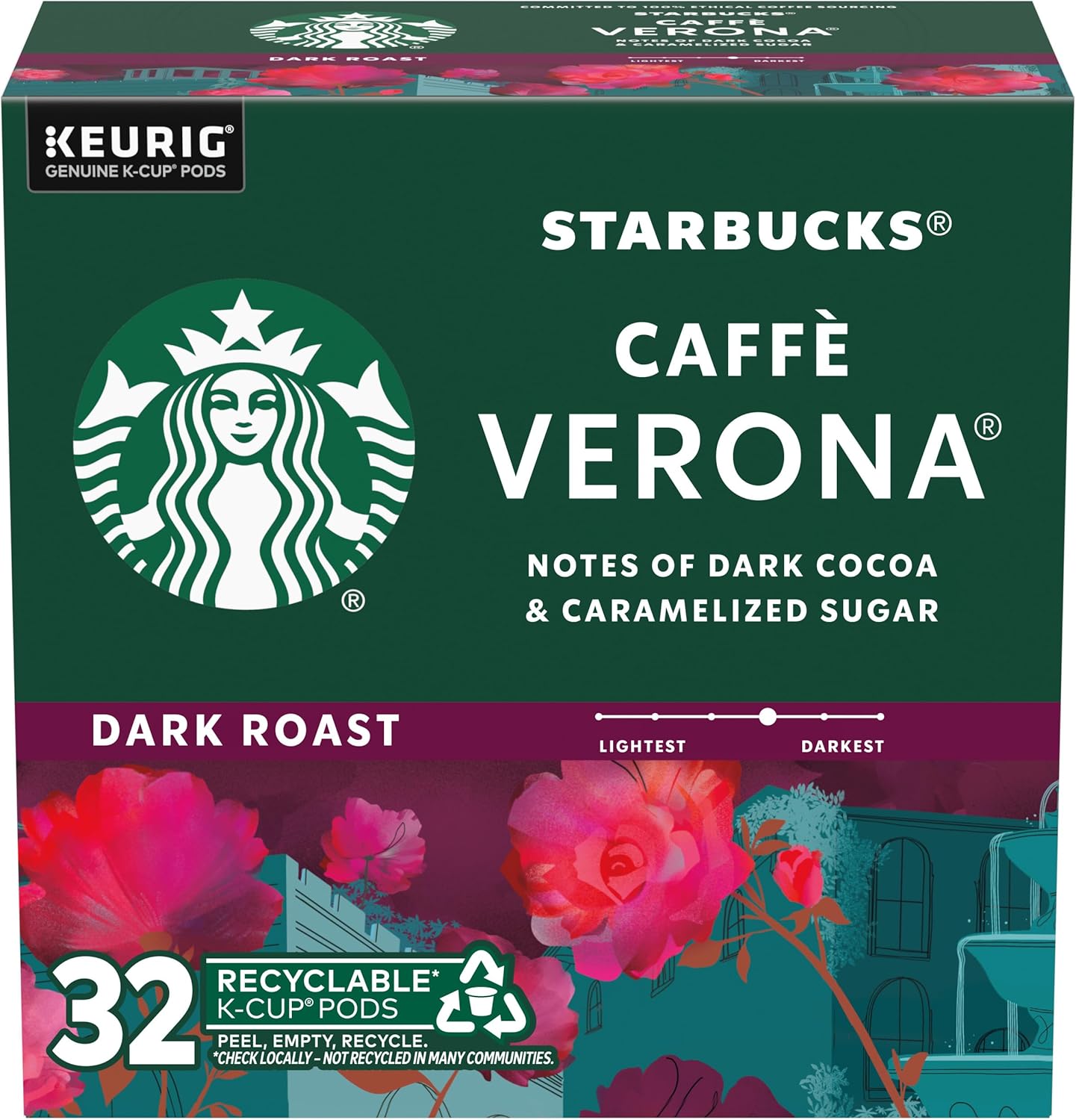 Starbucks K-Cup Coffee Pods, Dark Roast Coffee, French Roast for Keurig Brewers, 100% Arabica, 4 boxes (96 pods total)