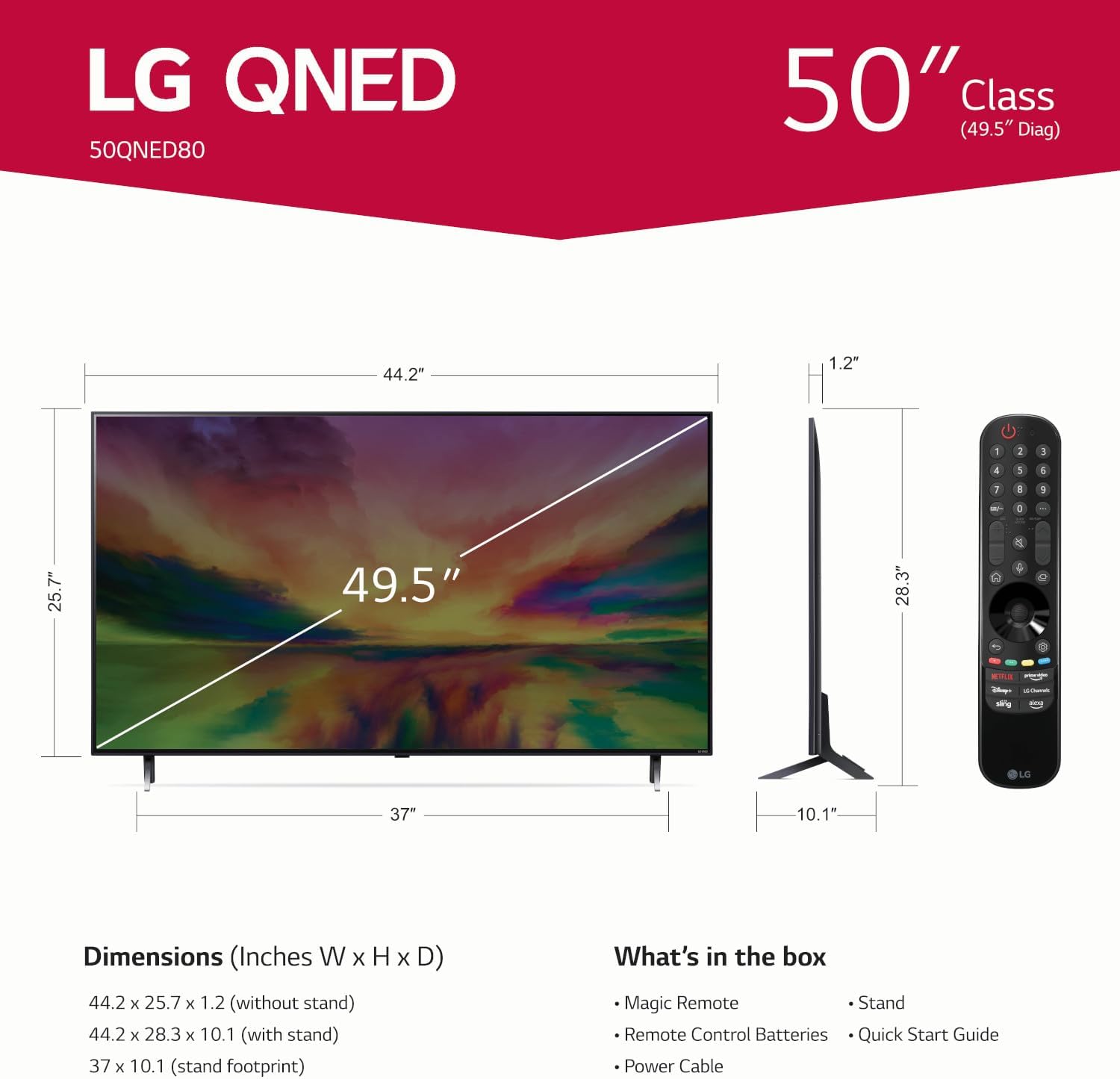 LG QNED80 Series 65-Inch Class QNED Mini LED Smart TV 4K Processor Smart Flat Screen TV for Gaming with Magic Remote AI-Powered 65QNED80URA, 2023 with Alexa Built-in,Black