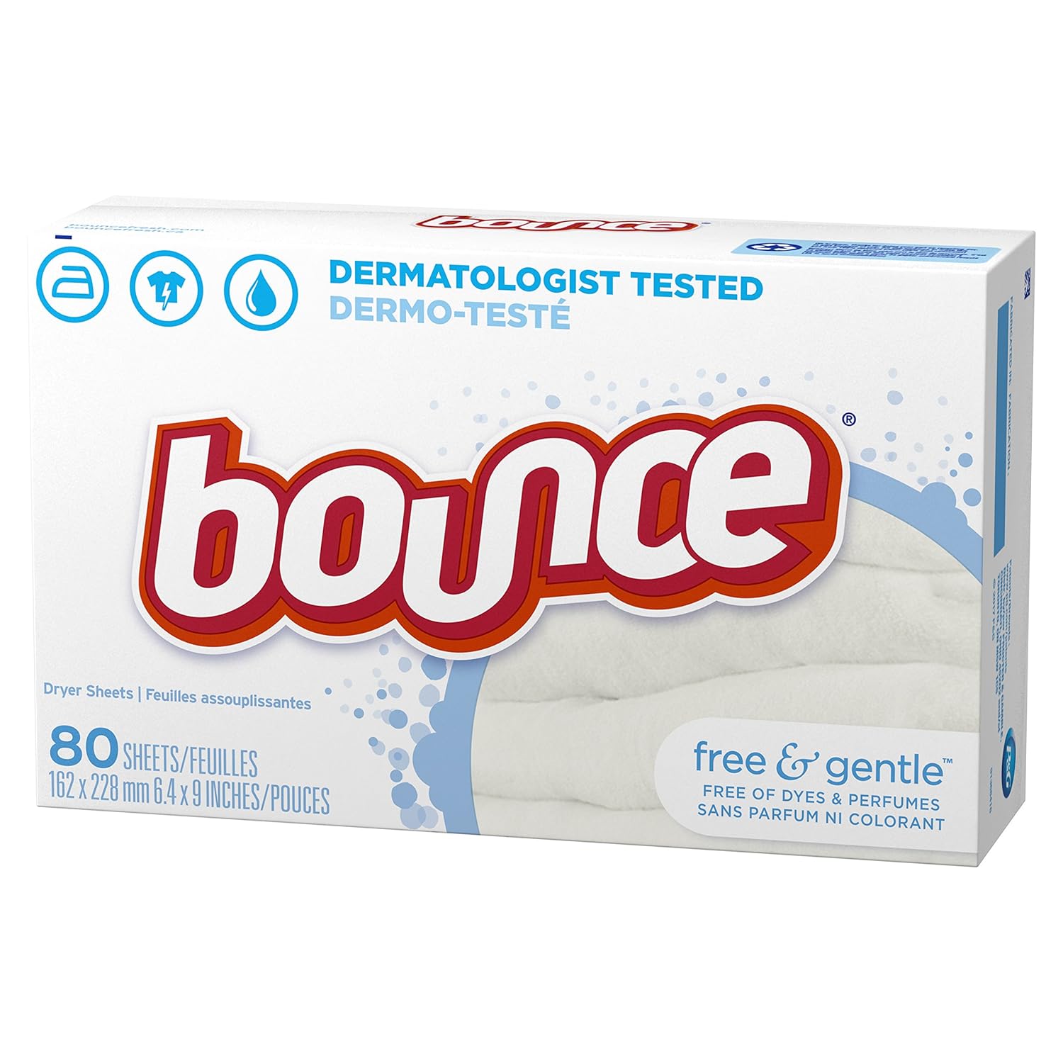 Bounce Free & Gentle Dryer Sheets, 240 Sheets, Unscented Fabric Softener Sheets, Hypoallergenic and Dermatologist Tested