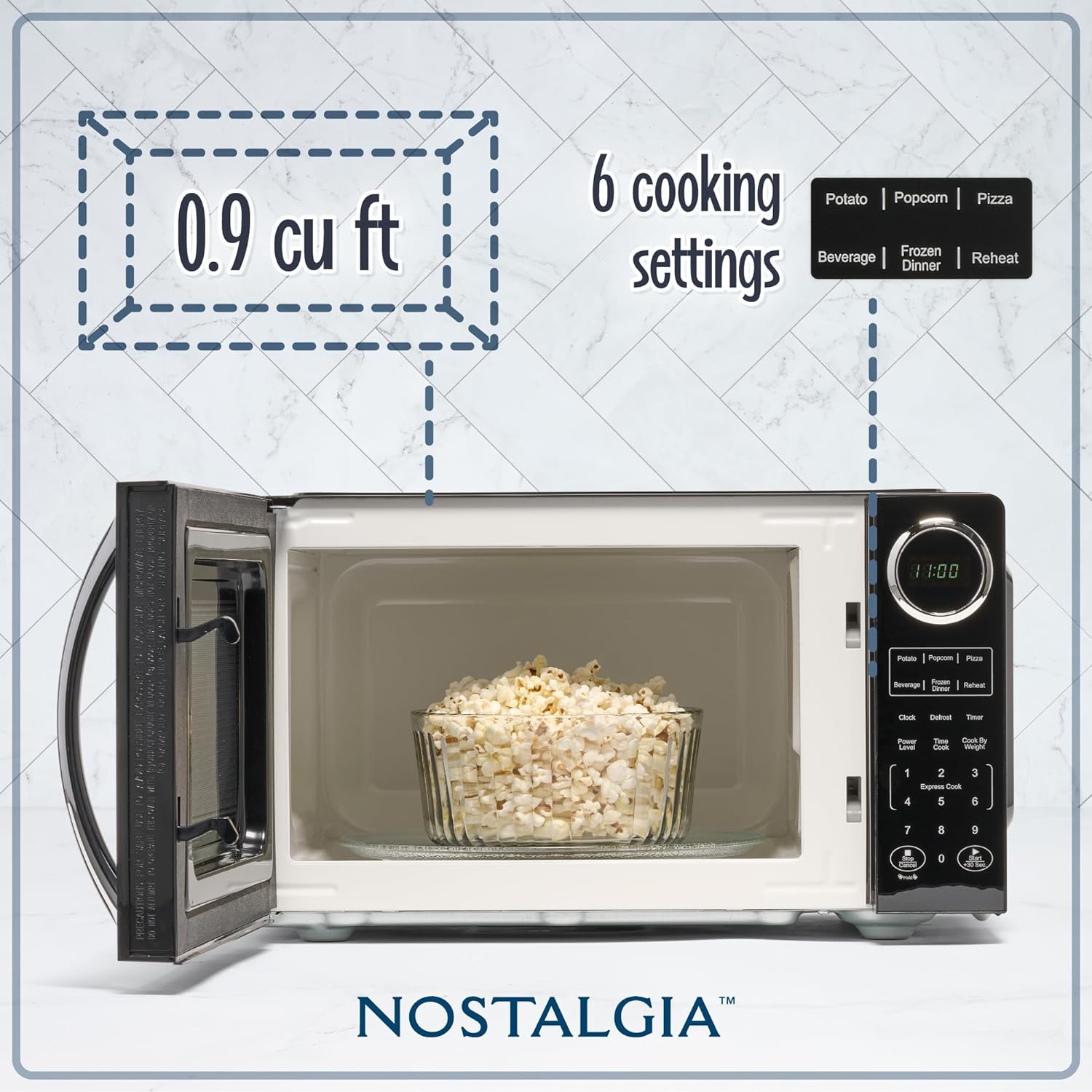 Nostalgia Retro Compact Countertop Microwave Oven - 0.7 Cu. Ft. - 700-Watts with LED Digital Display - Child Lock - Easy Clean Interior - Aqua