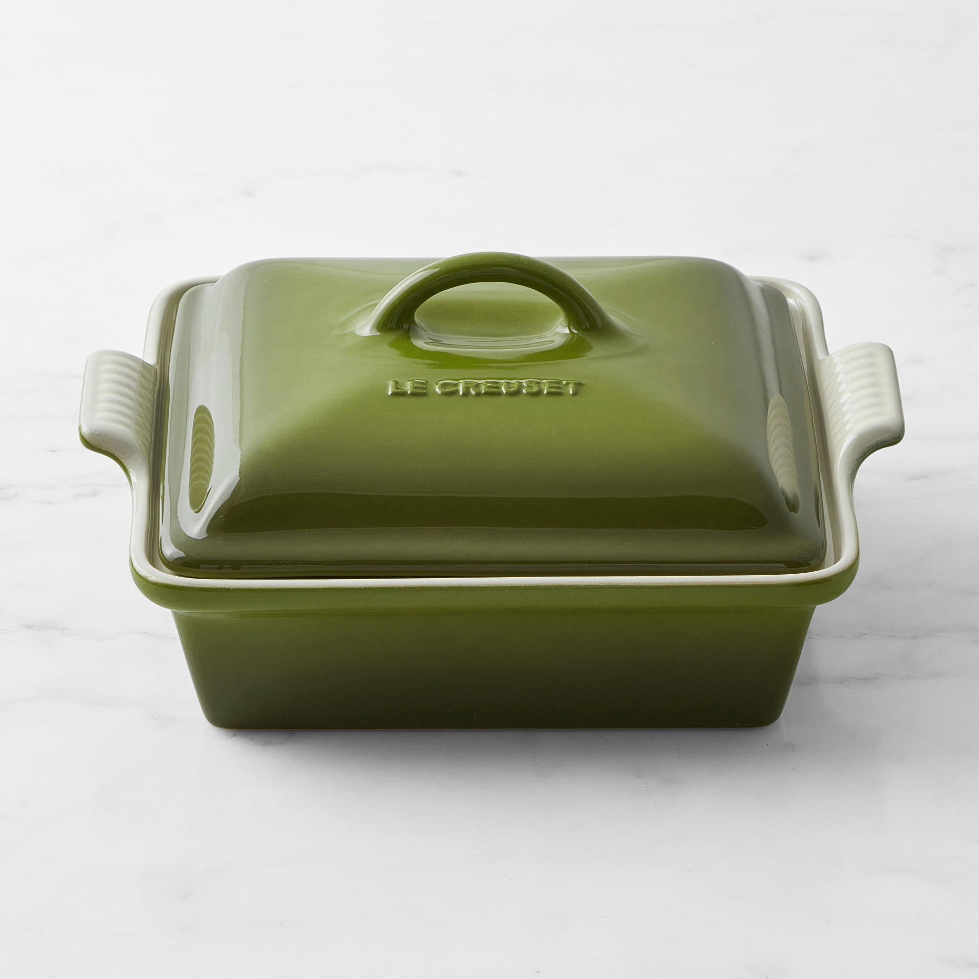Le Creuset Heritage Stoneware Shallow Square Covered Baker, 2-Qt.