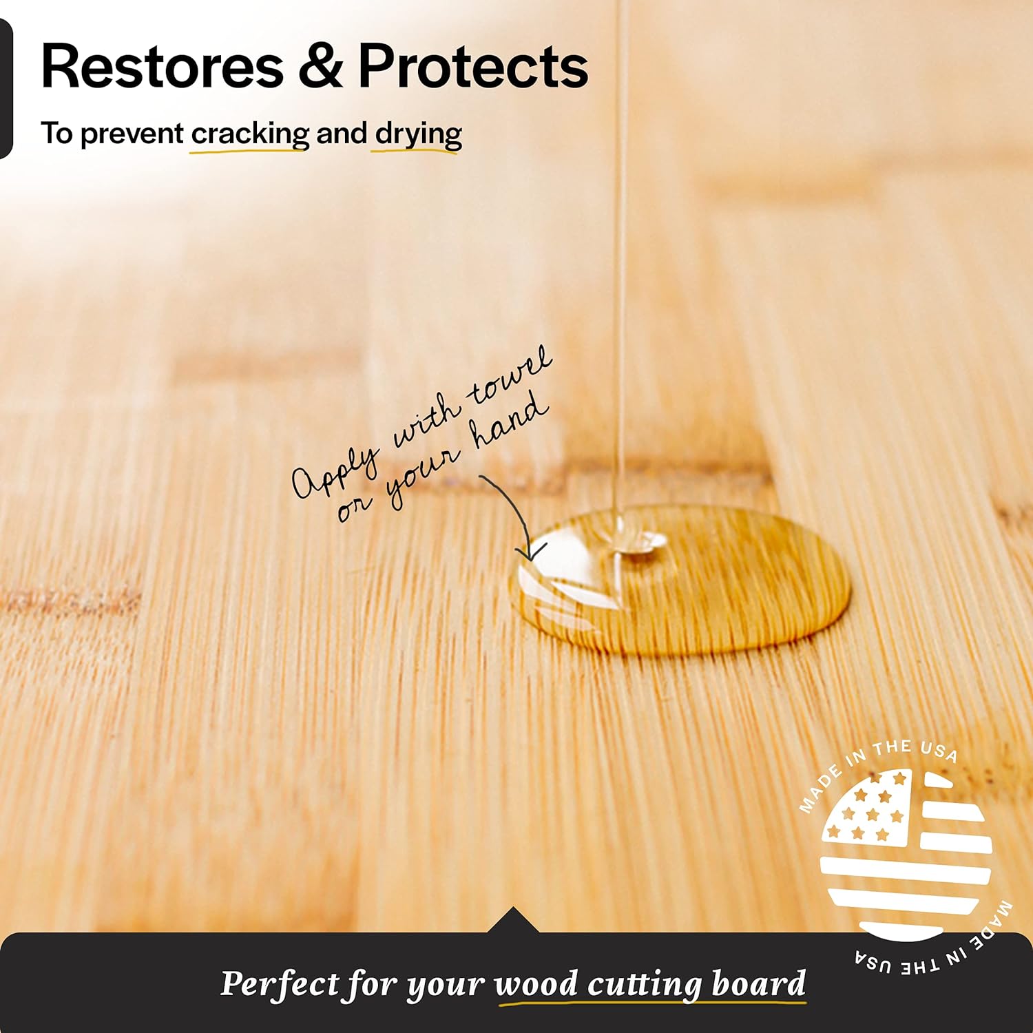 Thirteen Chefs Mineral Oil - 8 oz Food Grade Conditioner for Wood Cutting Board, Countertop & Butcher Block, Lubricant for Knife or Meat Grinder - Safe USP Finish on Marble, Soapstone