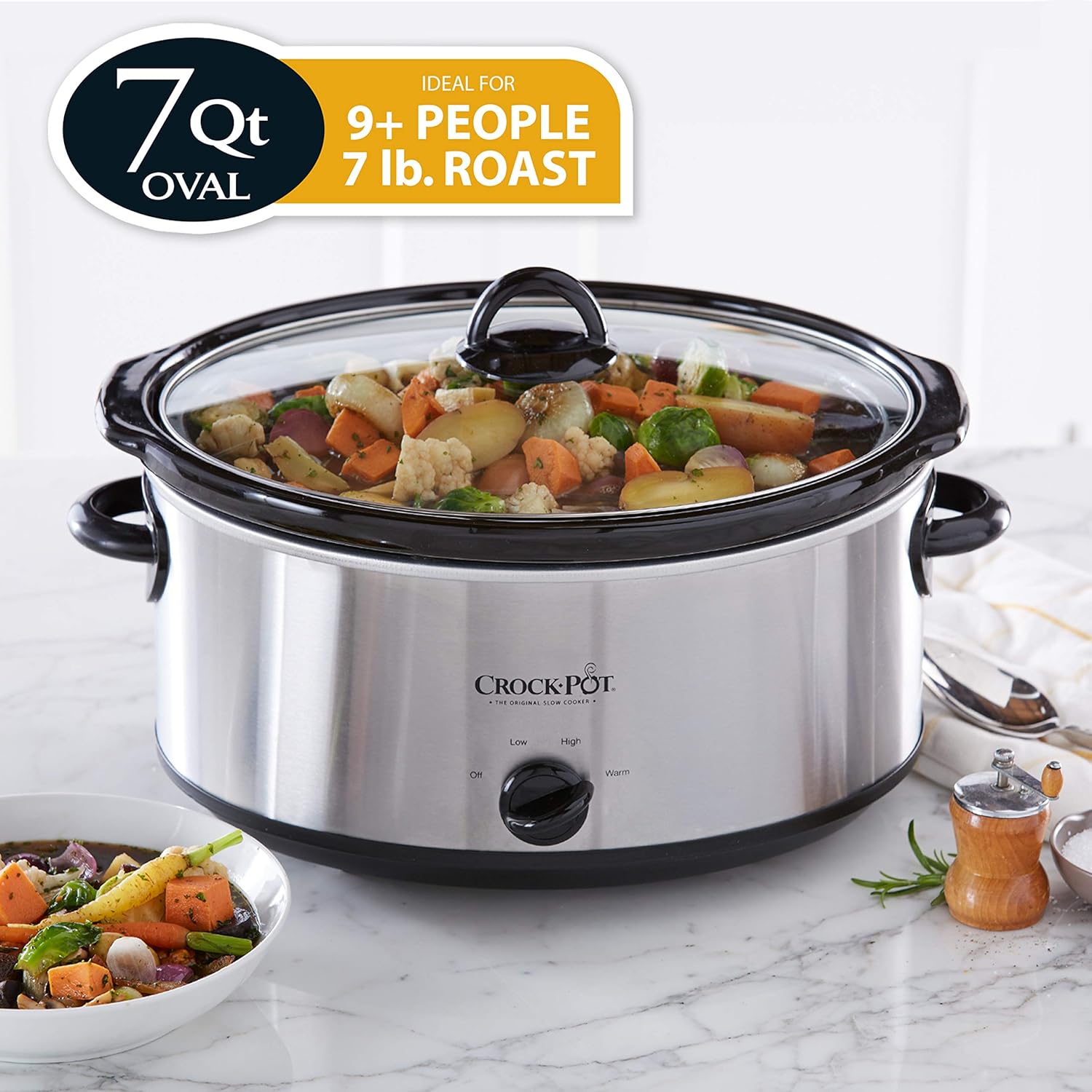 Crockpot Manual 3-Quart Slow Cooker, Silver
