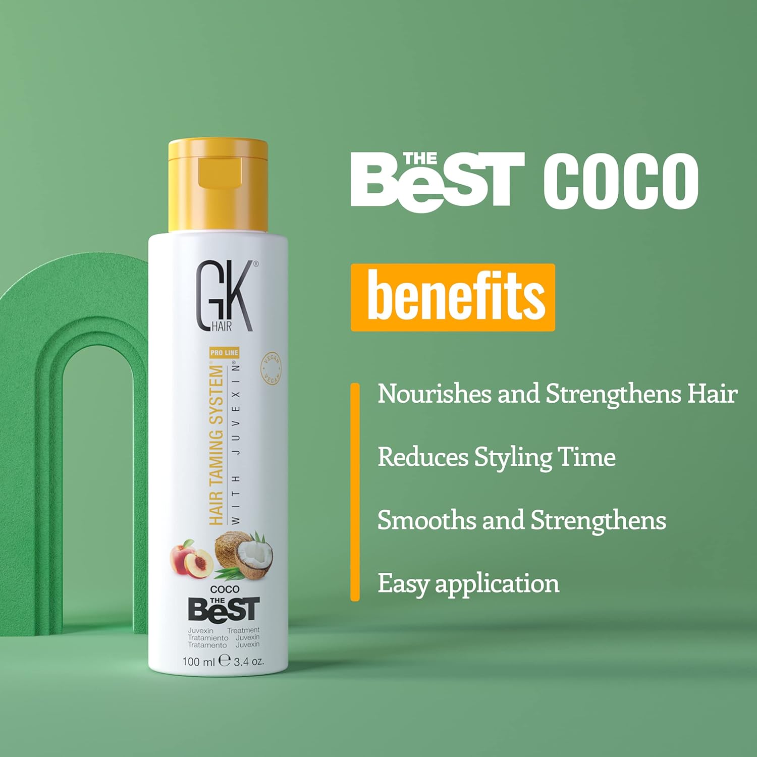 GK HAIR Global Keratin The Best (3.4 Fl Oz/100ml) Smoothing Keratin Hair Treatment - Professional Brazilian Complex Blowout Straightening For Silky Smooth & Frizz Free Hair