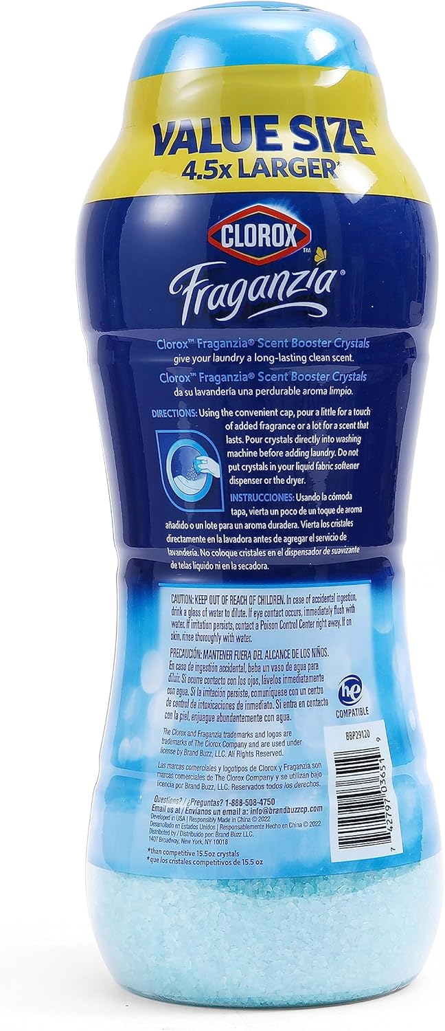 Clorox Fraganzia In-Wash Scent Booster Crystals in Ocean Scent, 18 Oz Twin Pack | Laundry Scent Booster Crystals | In-wash Scent Booster for Fresh Laundry in Ocean Scent 18 Ounce Twin Pack, 36oz