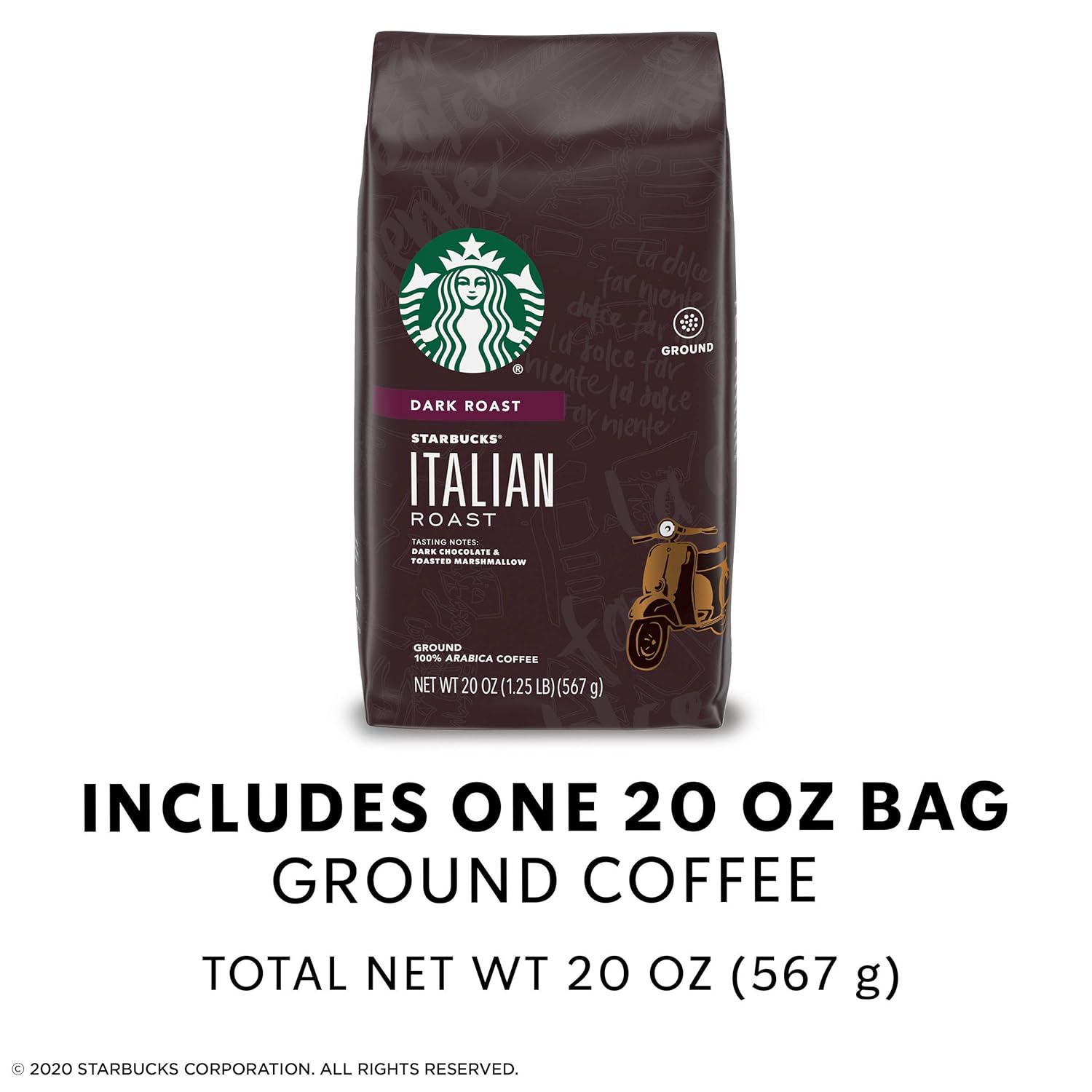 Starbucks Ground Coffee, Dark Roast Coffee, Caffè Verona, 100% Arabica, 1 bag (28 oz)