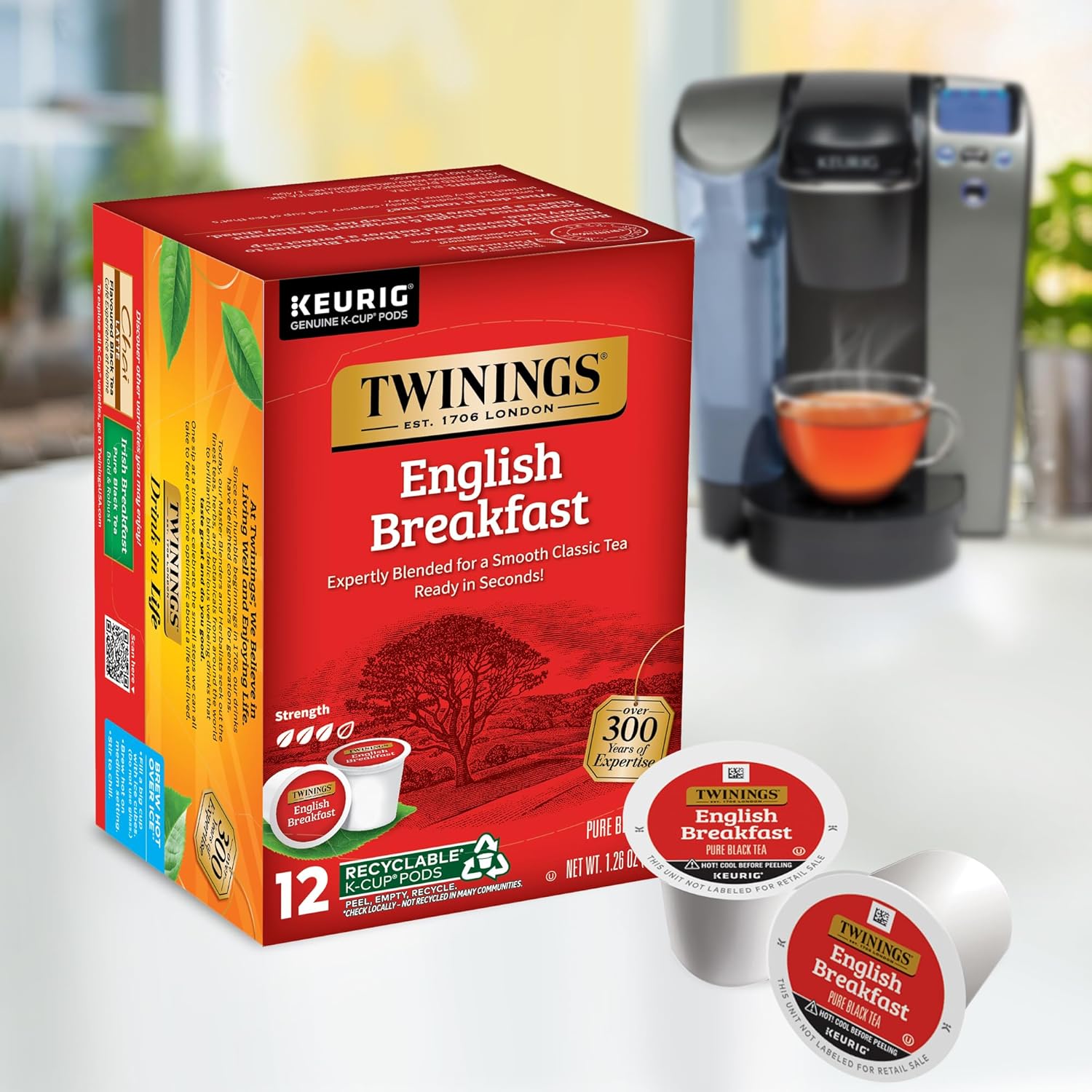 Twinings English Breakfast Black Tea K-Cup Pods for Keurig, 24 Count (Pack of 1), Smooth, Flavourful, Robust, Caffeinated, Enjoy Hot or Iced | Packaging May Vary