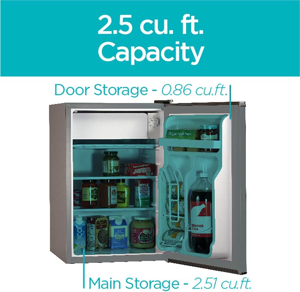 BLACK+DECKER BCRK17B Compact Refrigerator Energy Star Single Door Mini Fridge with Freezer, 1.7 Cubic Feet, Black