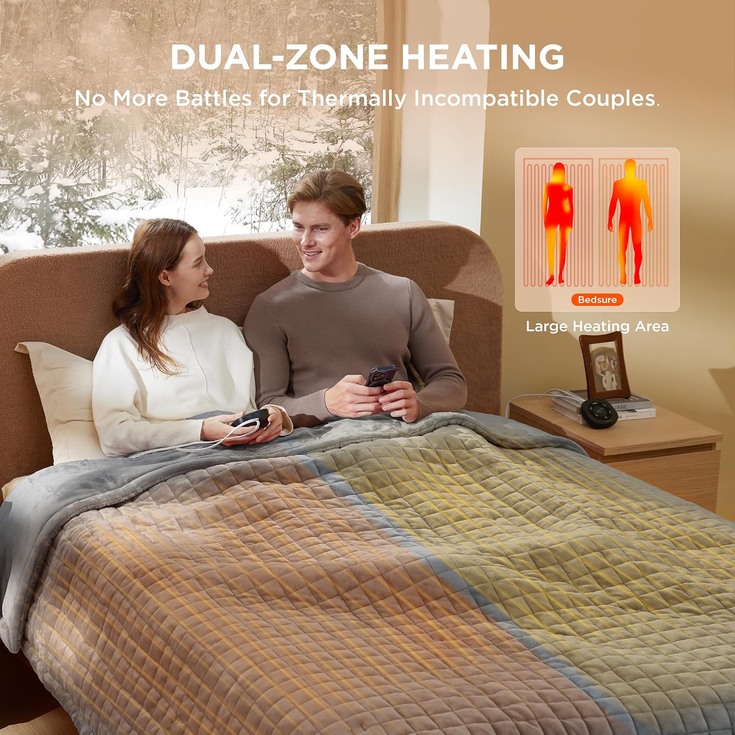 Bedsure Heated Blanket Electric Throw - Soft Flannel Electric Blanket, Heating Blanket with 4 Time Settings & 6 Heat Settings, Warm Blanket Gift for Grandma (50x60 inches, Grey)