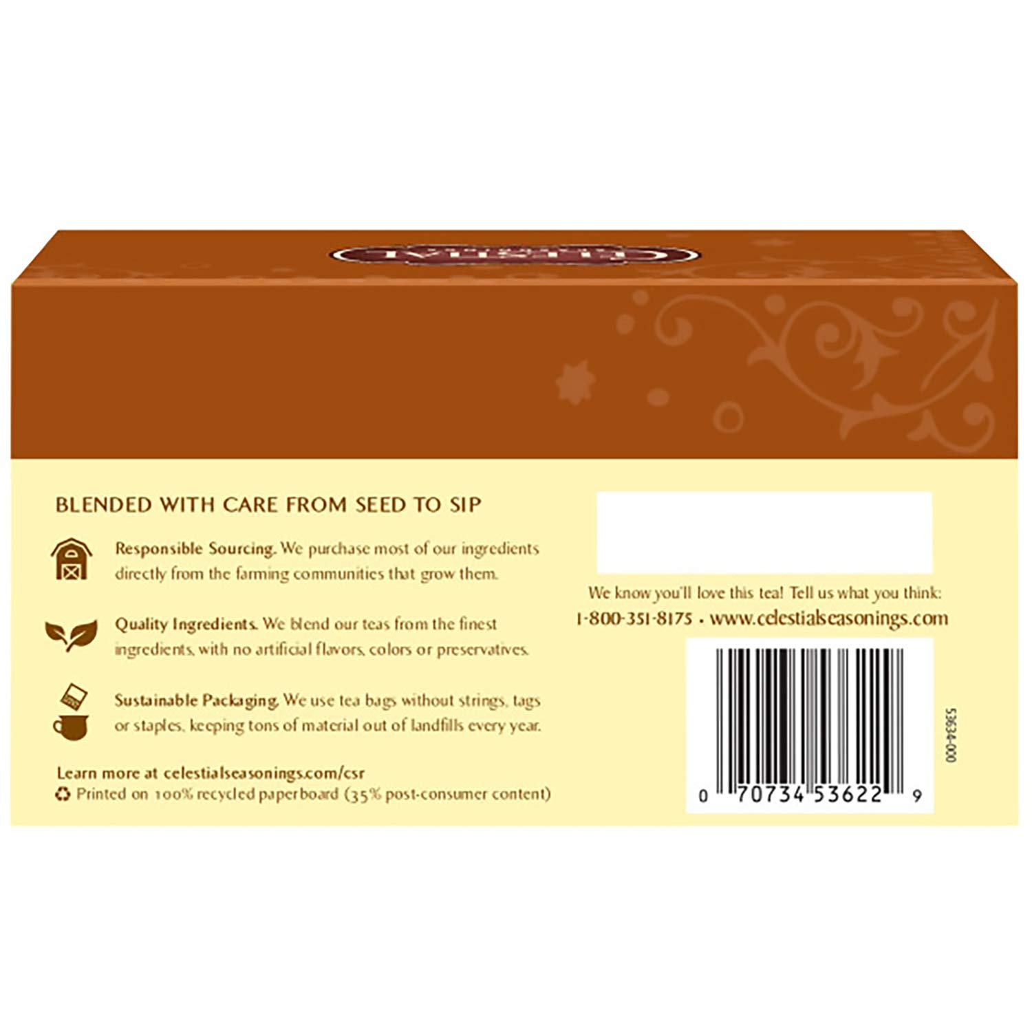 Celestial Seasonings Bengal Spice Herbal Tea, Caffeine Free, 20 Tea Bags Box, (Pack of 6)