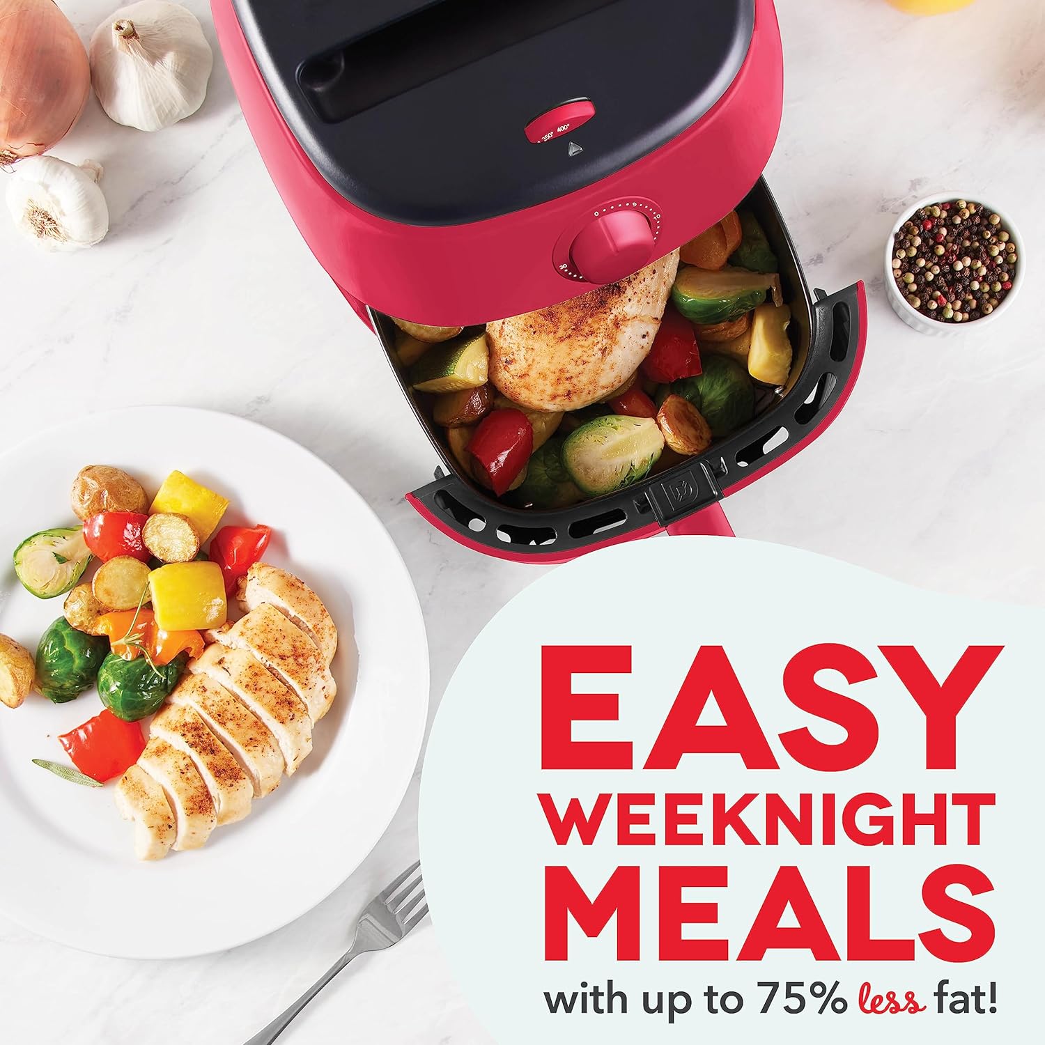 DASH Tasti-Crisp™ Electric Air Fryer Oven, 2.6 Qt., Aqua – Compact Air Fryer for Healthier Food in Minutes, Ideal for Small Spaces - Auto Shut Off, Analog, 1000-Watt