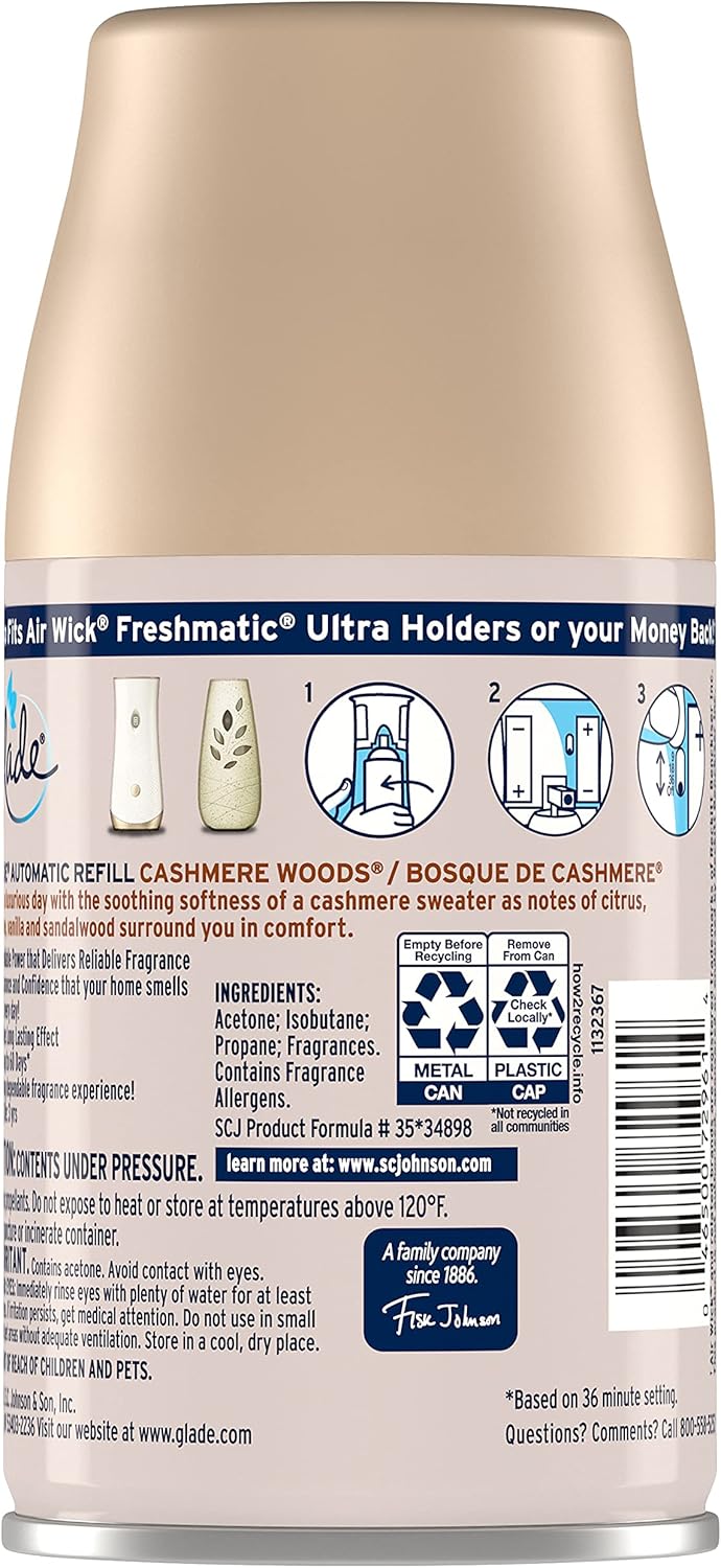 Glade Automatic Spray Refill and Holder Kit, Air Freshener for Home and Bathroom, Clean Linen, 6.2 Oz, 2 Count