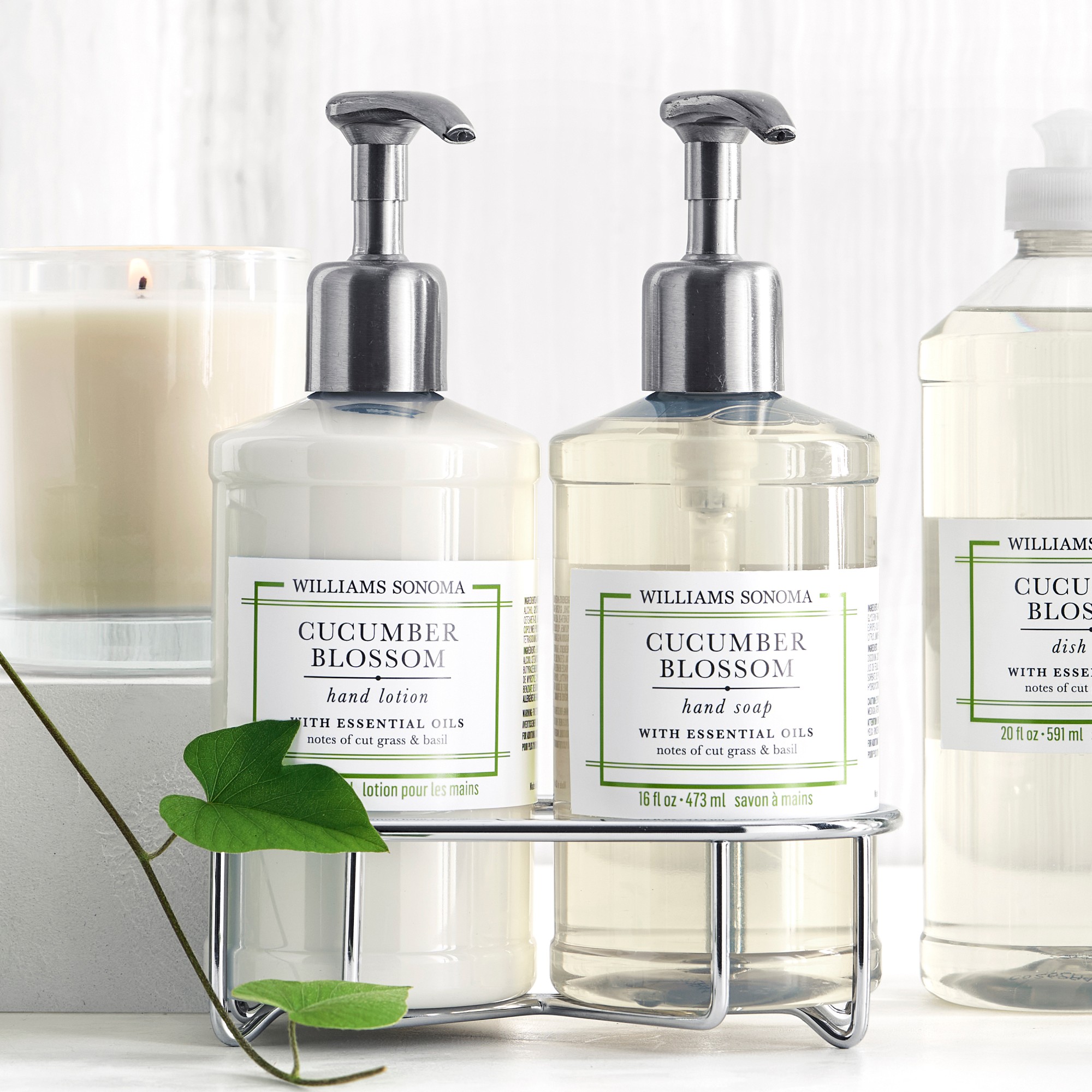 Williams Sonoma Cucumber Blossom Hand Soap, Lotion & Candle 4-Piece Set