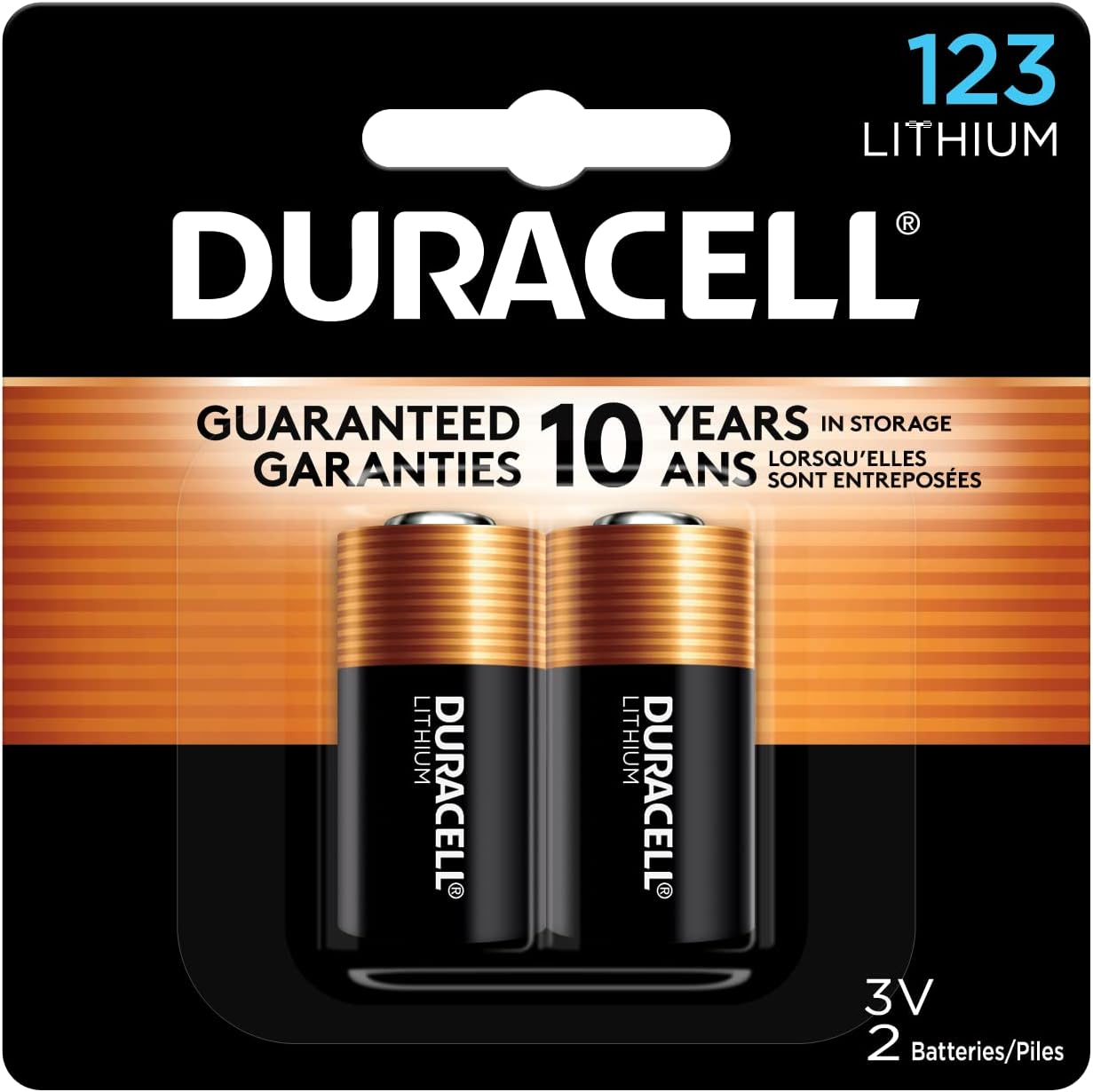 Duracell CR123A 3V Lithium Battery, 6 Count Pack, 123 3 Volt High Power Lithium Battery, Long-Lasting for Home Safety and Security Devices, High-Intensity Flashlights, and Home Automation
