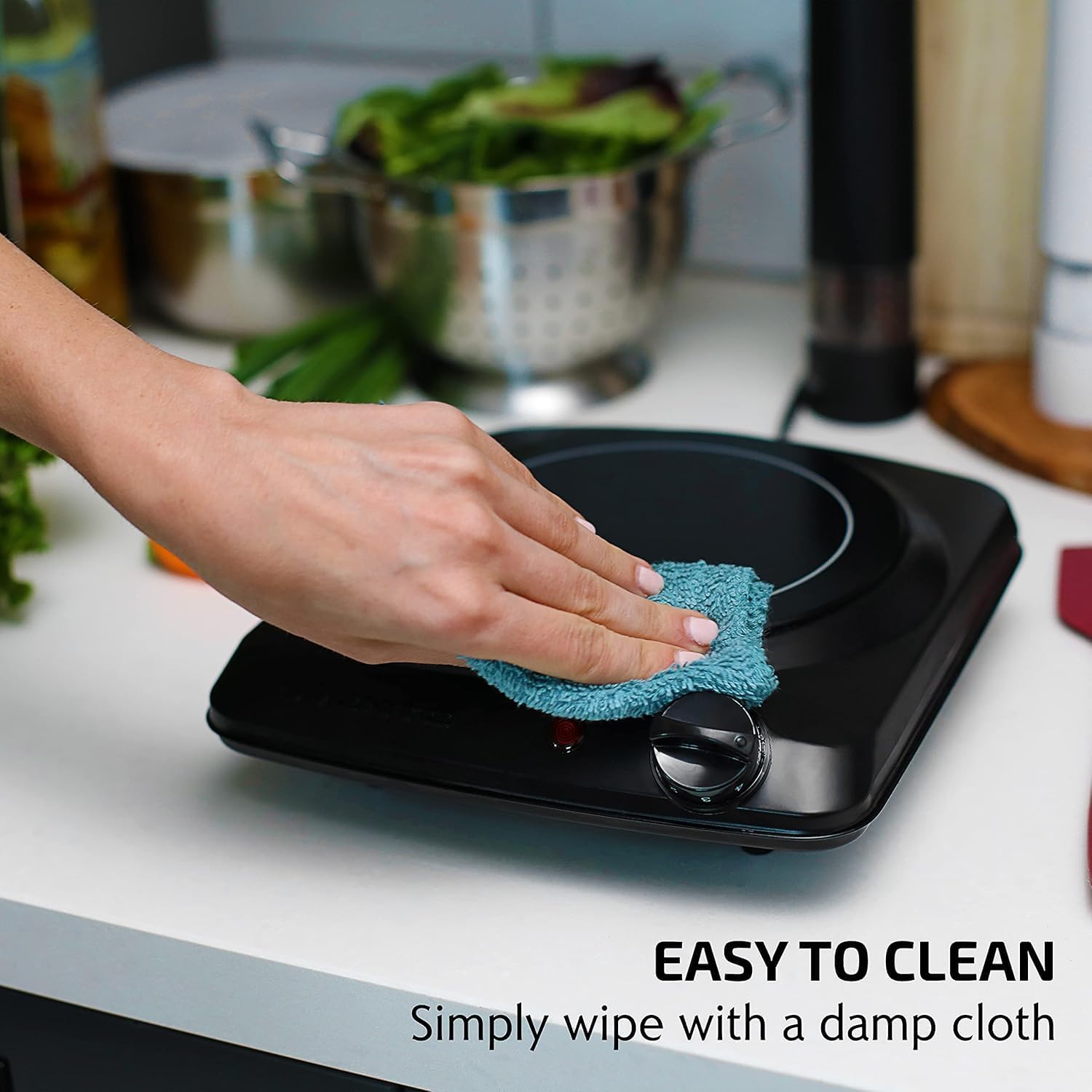 OVENTE Countertop Infrared Single Burner, 1000W Electric Hot Plate with 7” Ceramic Glass Cooktop, 5 Level Temperature Setting & Easy to Clean Base, Compact Stove for Home Dorm Office, Silver BGI101S