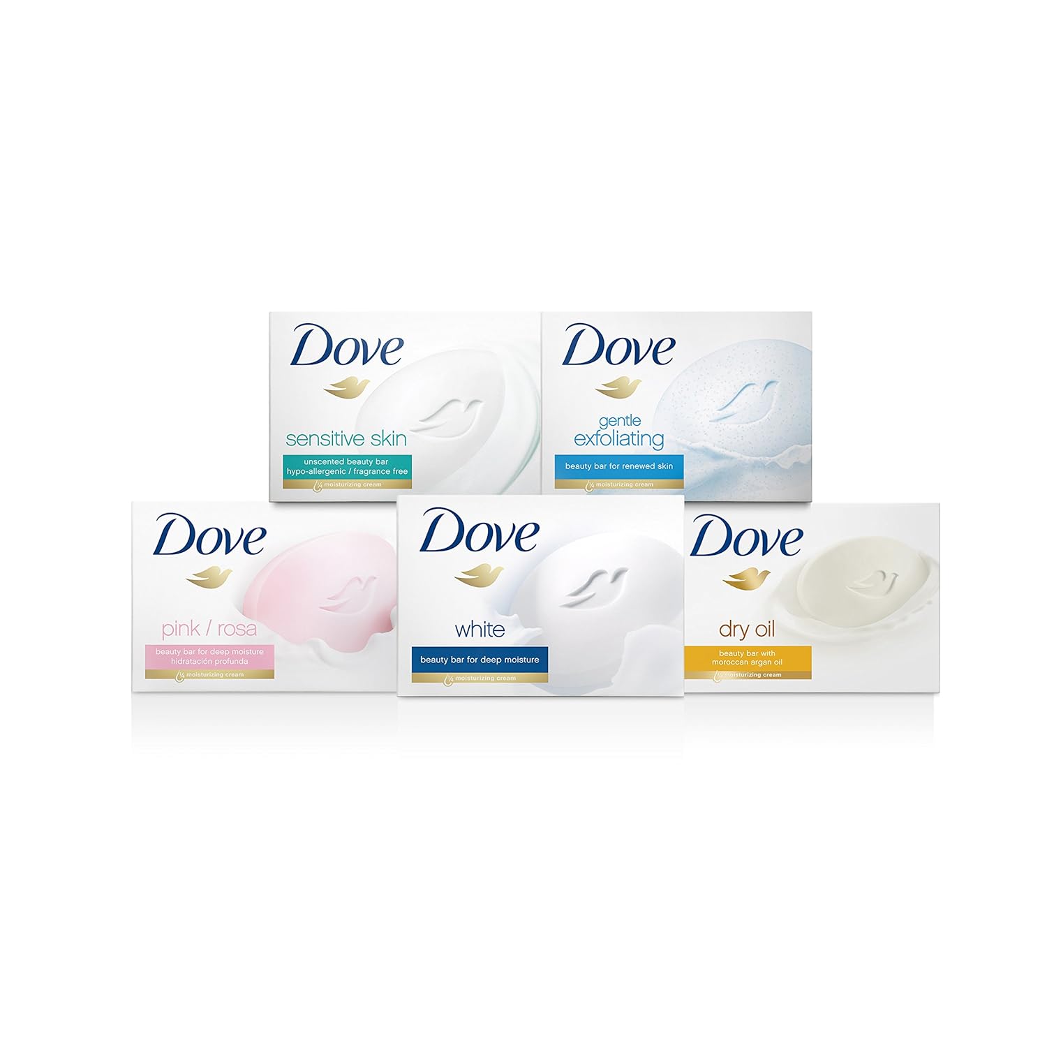 Dove Beauty Bar More Moisturizing Than Bar Soap for Softer Skin, Fragrance-Free, Hypoallergenic Beauty Bar Sensitive Skin With Gentle Cleanser 3.75 oz 14 Bars