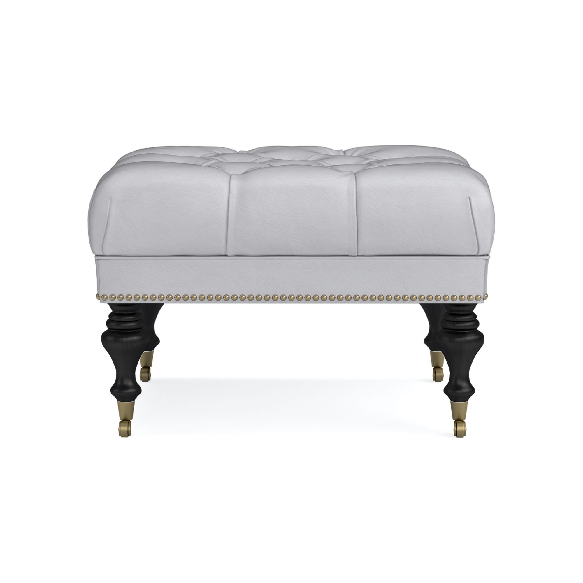 Fairfax Square Ottoman, Turned Leg with Tufted Top (26