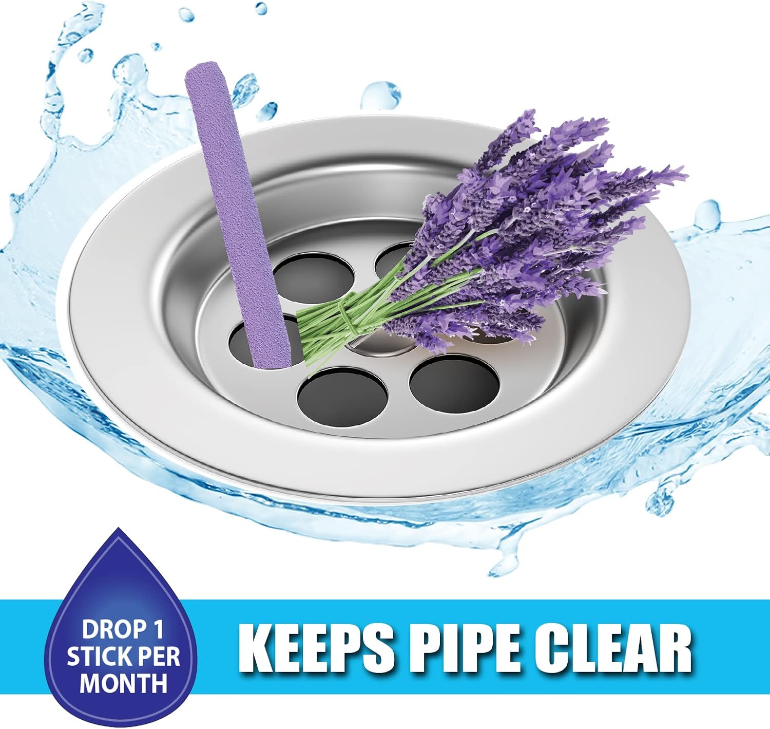 SANI 360° Sani Sticks Drain Cleaner and Deodorizer, Enzyme Pipe Cleaners, Eliminate Odors, Prevent Clogged Drains, Safe for Sinks, Bathtub Drains, Septic Tanks, 24 Count, Lemon Scent