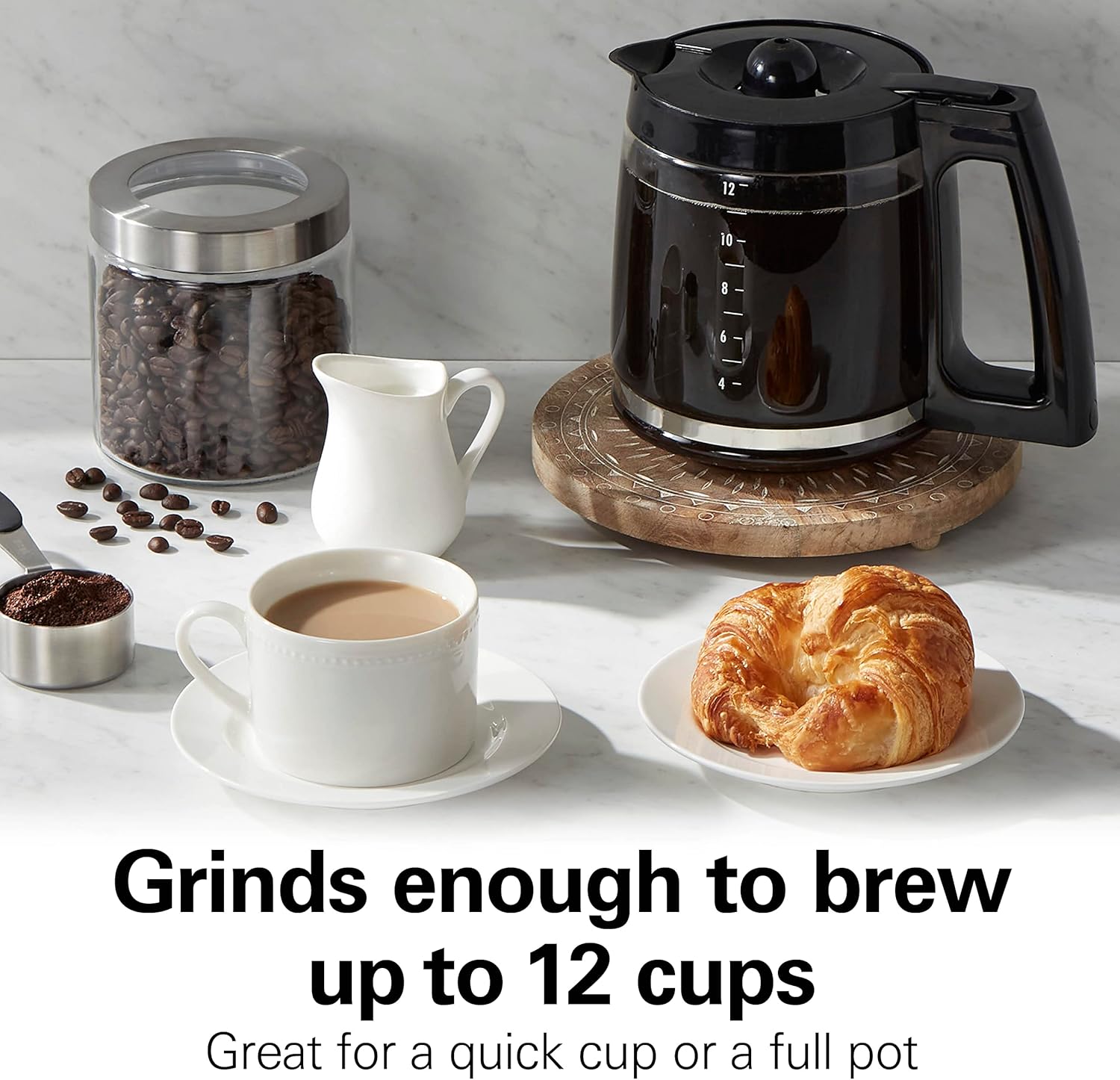 Hamilton Beach Fresh Grind Electric Coffee Grinder for Beans, Spices and More, Stainless Steel Blades, Removable Chamber, Makes up to 12 Cups, Black