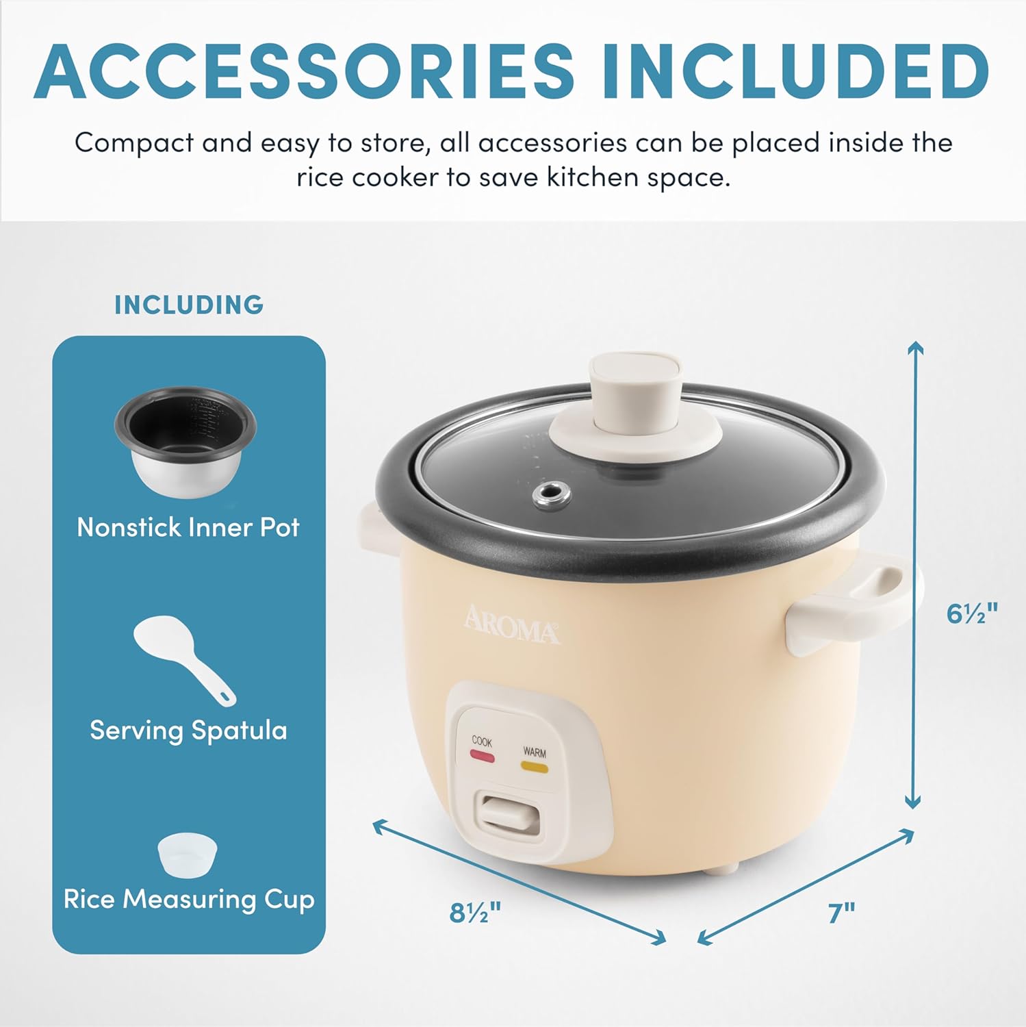 Aroma Housewares 4-Cups (Cooked) / 1Qt. Rice & Grain Cooker (ARC-302NG), White