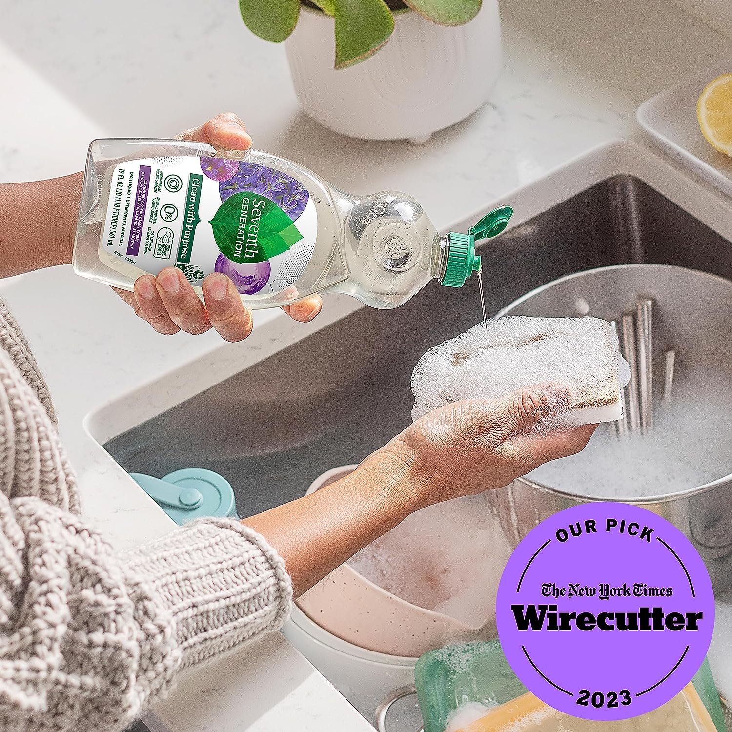 Seventh Generation Dish Soap Liquid, Fragrance Free, 19 oz, Pack of 6