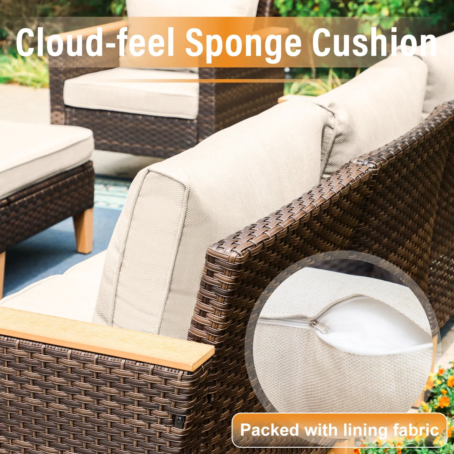 7-Seat All-Weather PE Wicker Patio Sectional Sofa Set