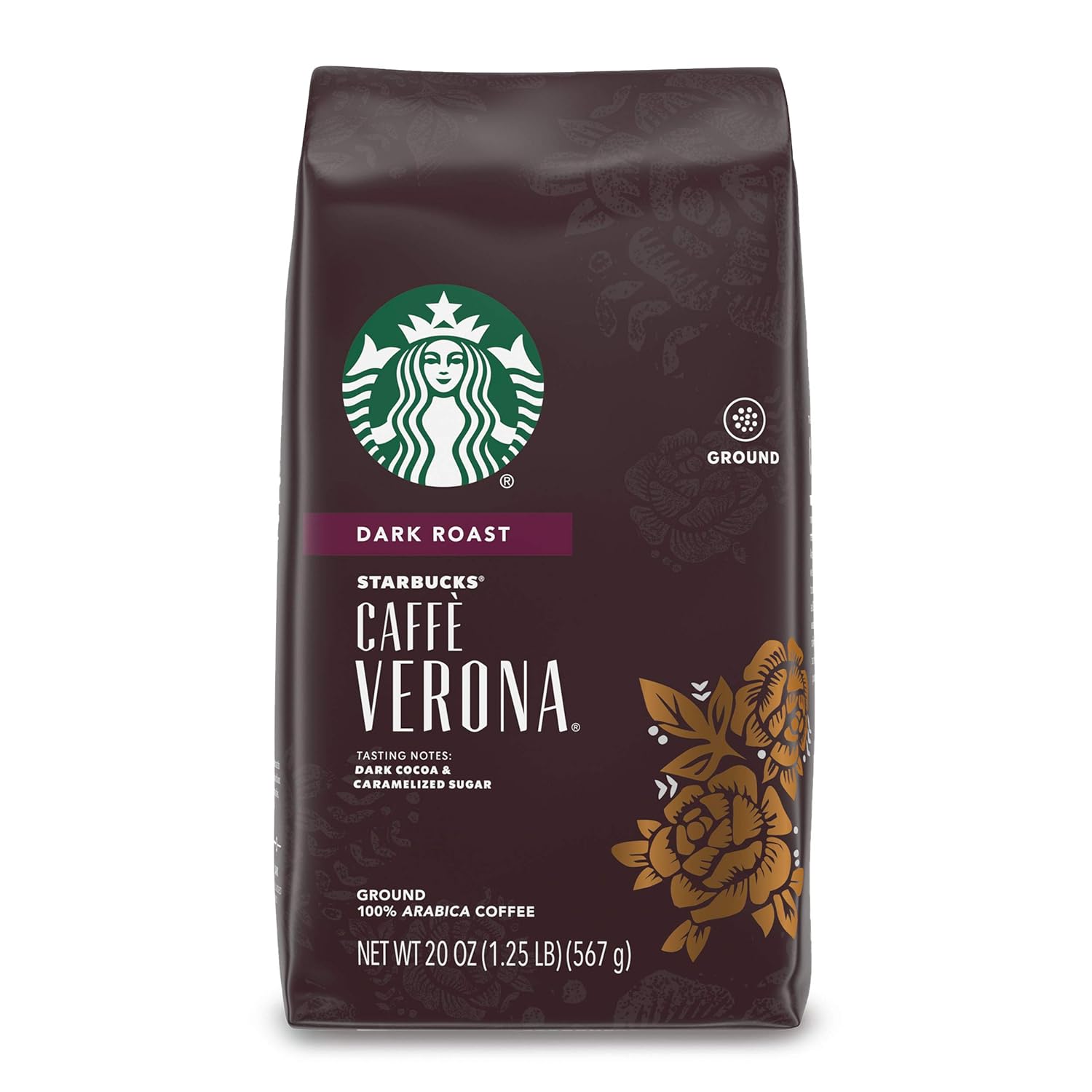 Starbucks Ground Coffee, Dark Roast Coffee, Caffè Verona, 100% Arabica, 1 bag (28 oz)